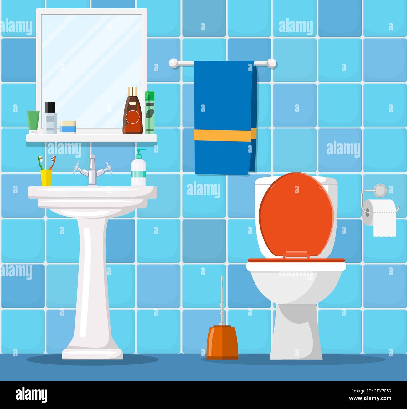 Bathroom interior with toilet bowl Stock Vector Image & Art - Alamy