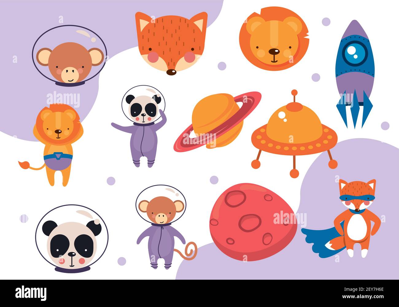 space animals icons Stock Vector