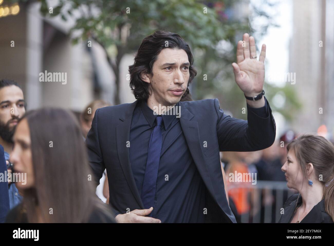 Sept 6, 2014. Toronto, CANADA ) Actor Adam Driver waves to fans during the  premiere of the film "While we're young" at the Princess of Wales Theatre  during the 2014 Toronto