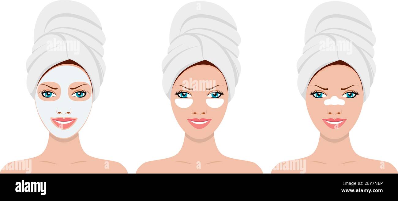 womens head in towel Stock Vector