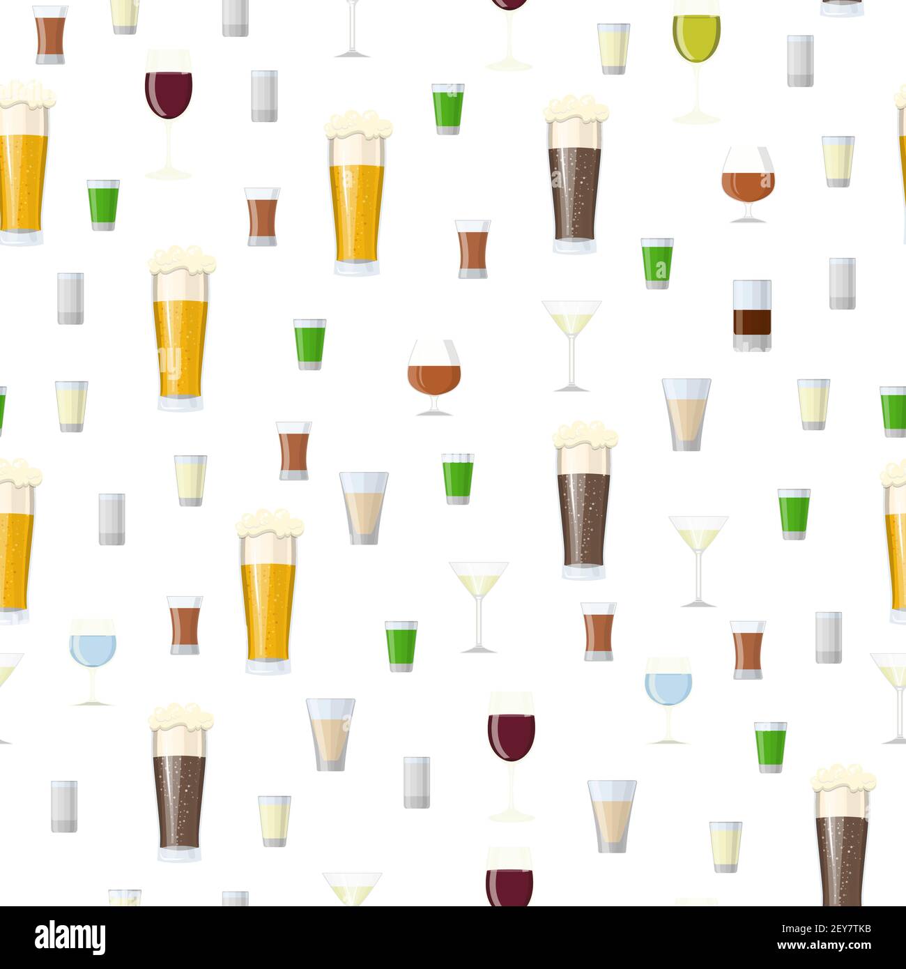 Seamless pattern with Alcoholic drinks glasses Stock Vector