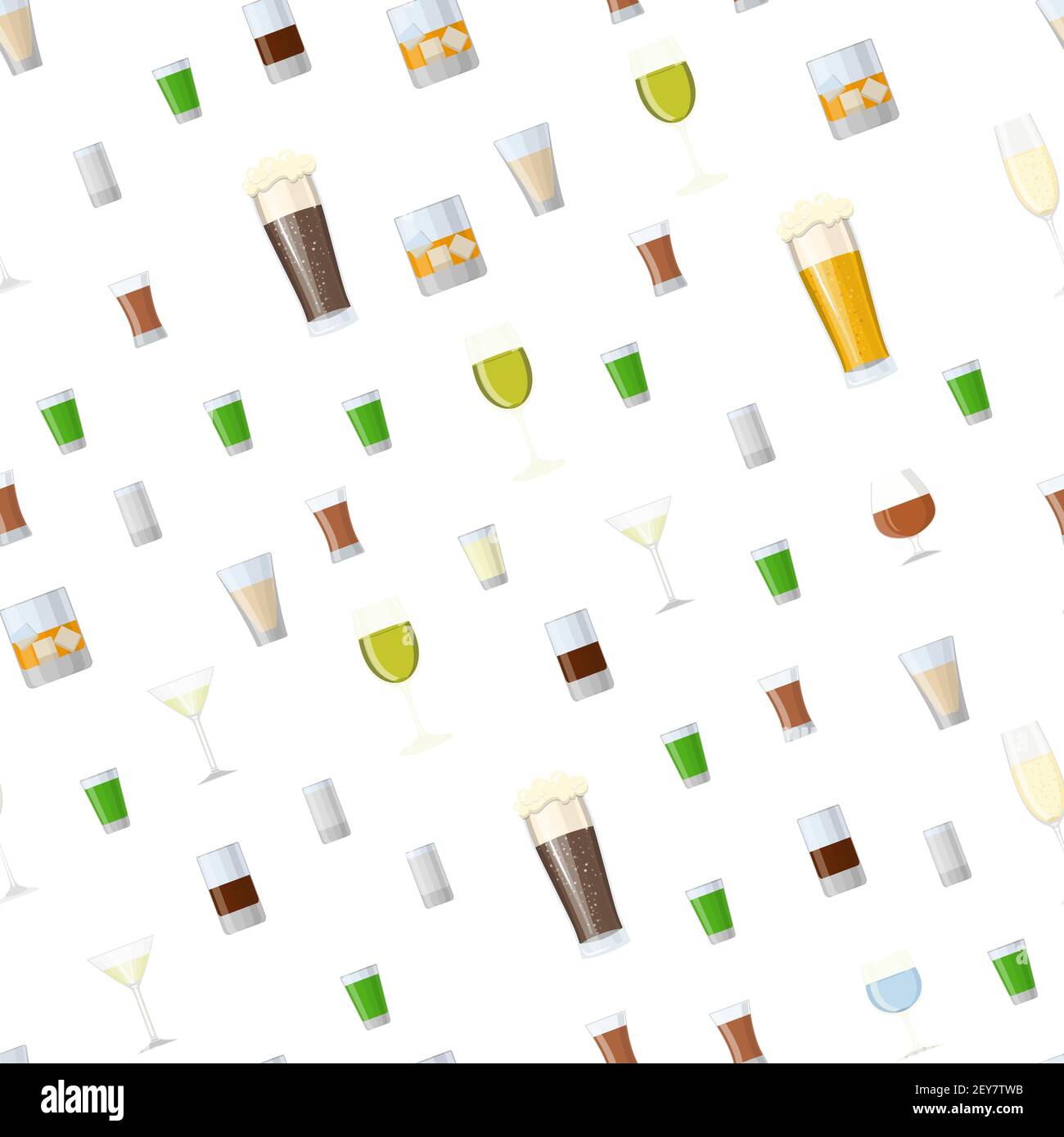 Seamless pattern with Alcoholic drinks glasses Stock Vector