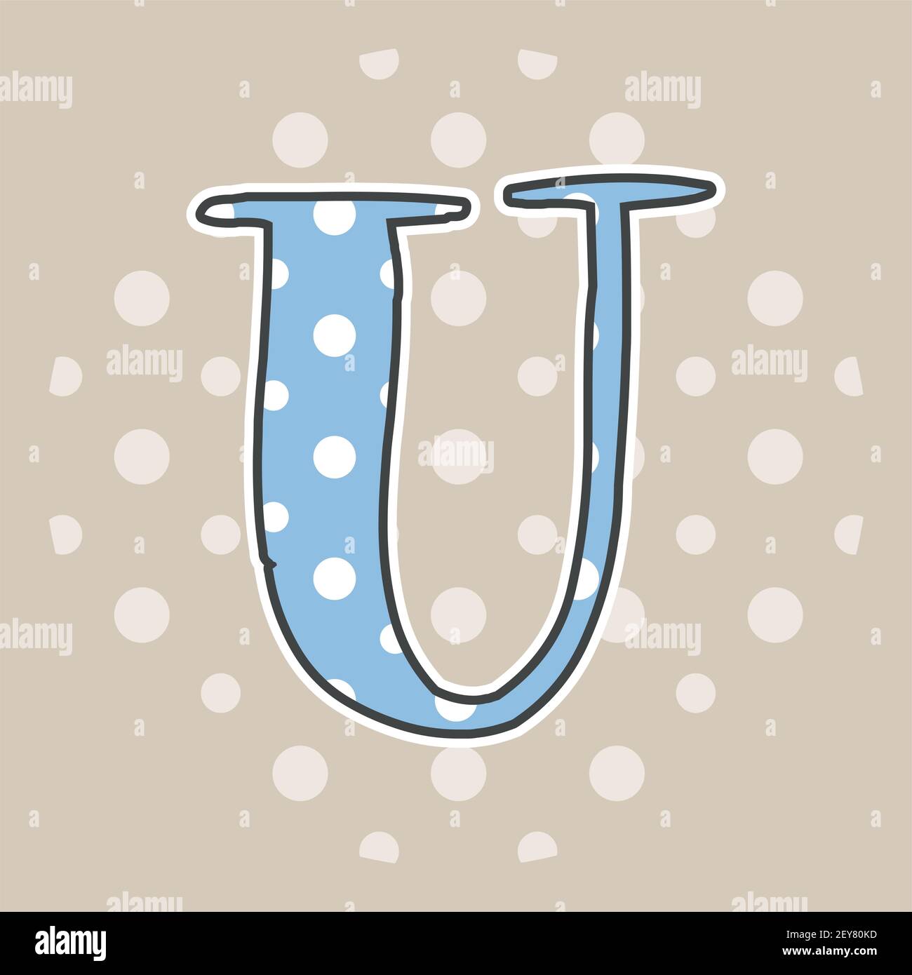 Cute dotted letter U isolated on beige background. Vector illustration ...