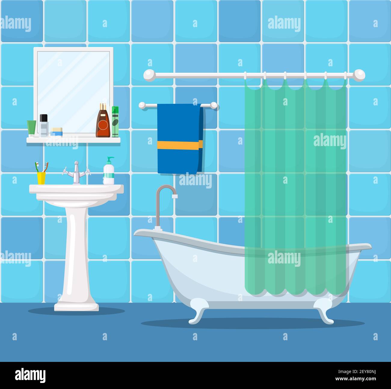 Modern Bathroom Interior With Furniture Stock Vector Image Art Alamy