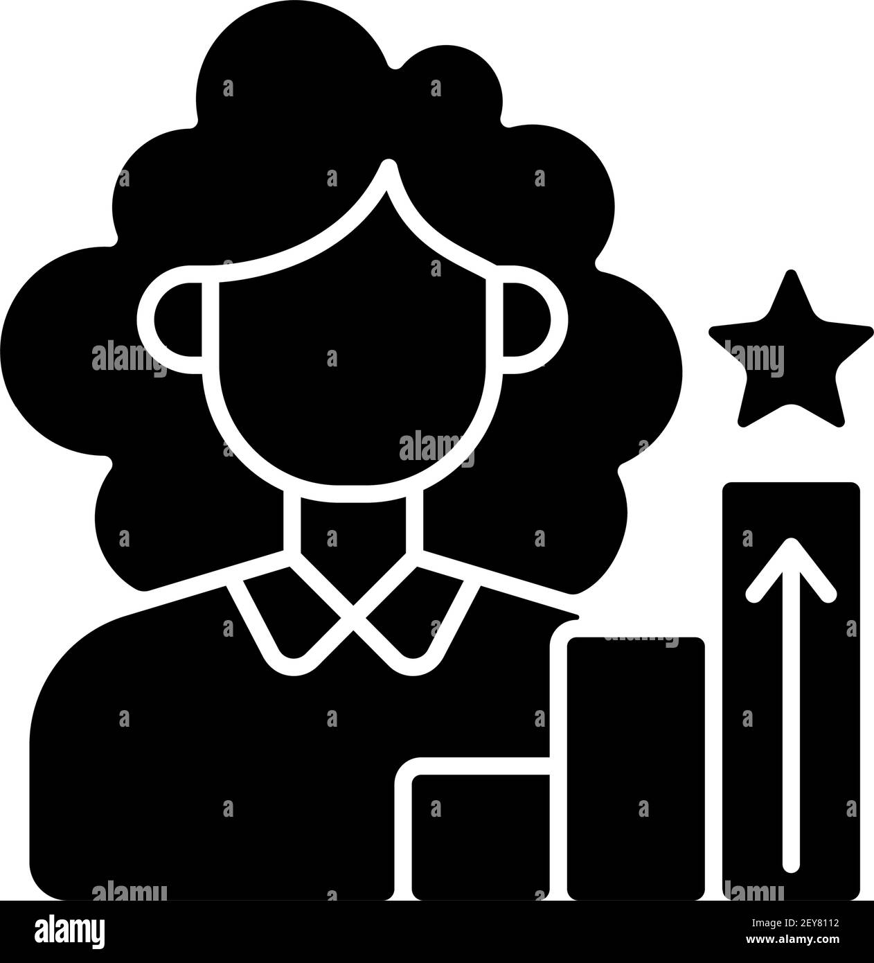 Women in management black glyph icon Stock Vector