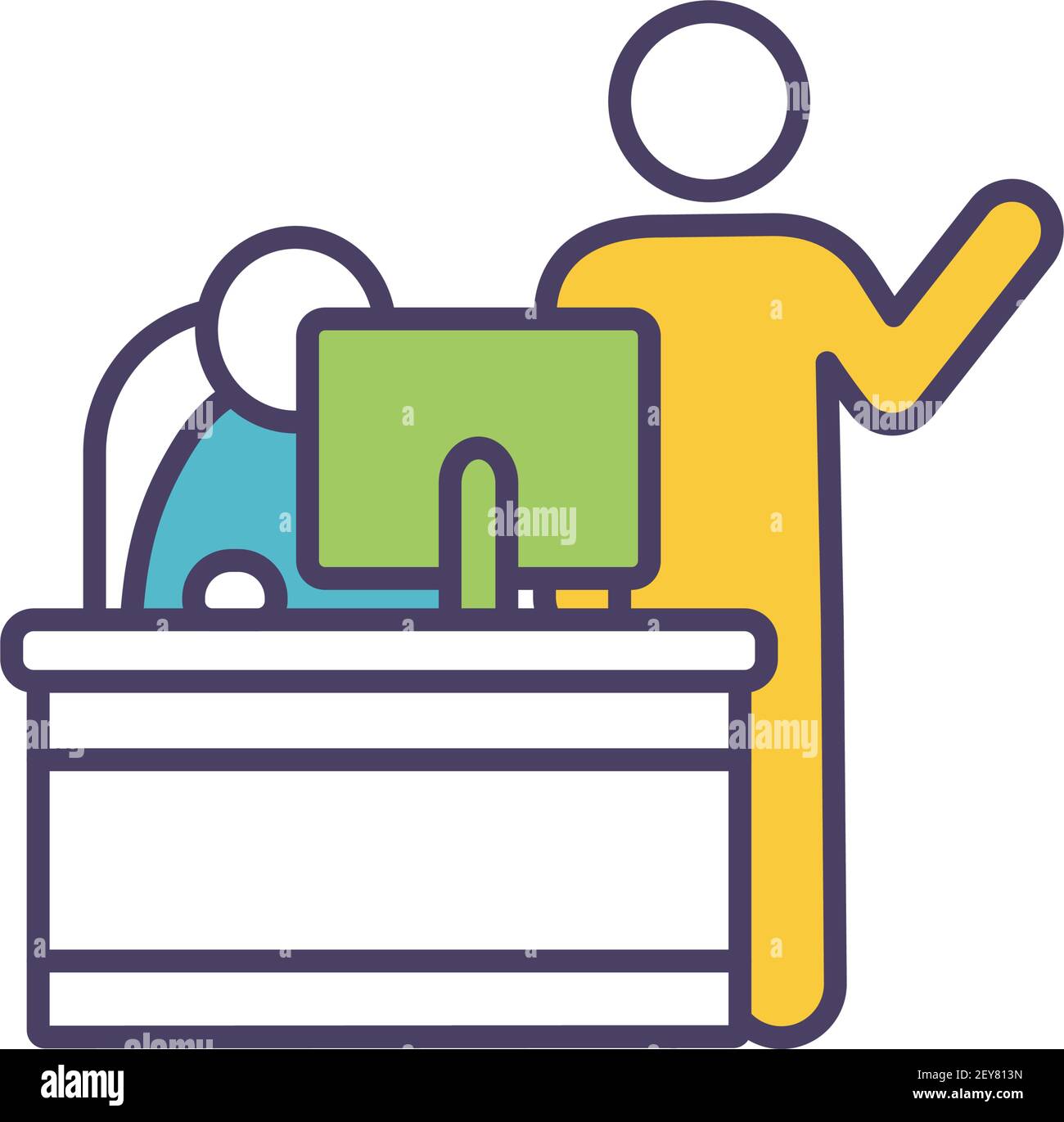 Mentor and mentee in workplace RGB color icon Stock Vector Image & Art ...