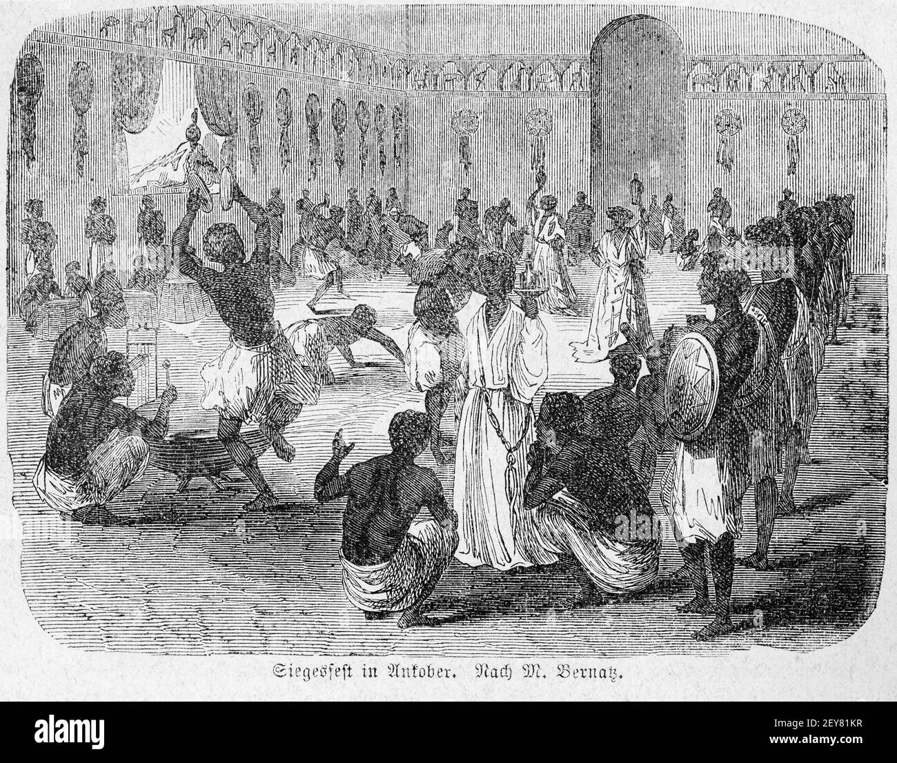 Festival of triumph in Ankober celebrating a victory, Dr. Richard Andree, Abyssina, Ethiopia, East Africa, Abessinien, Land und Volk, Leipzig 1869 Stock Photo