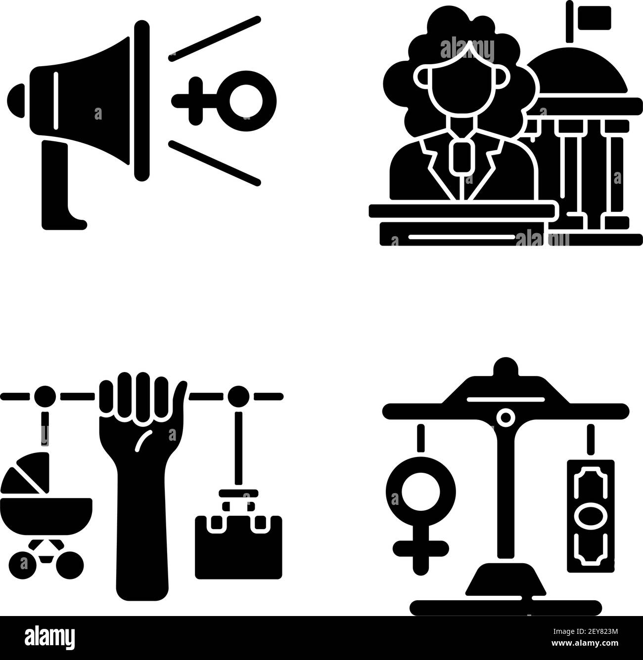 Feminism black glyph icons set on white space Stock Vector Image & Art ...