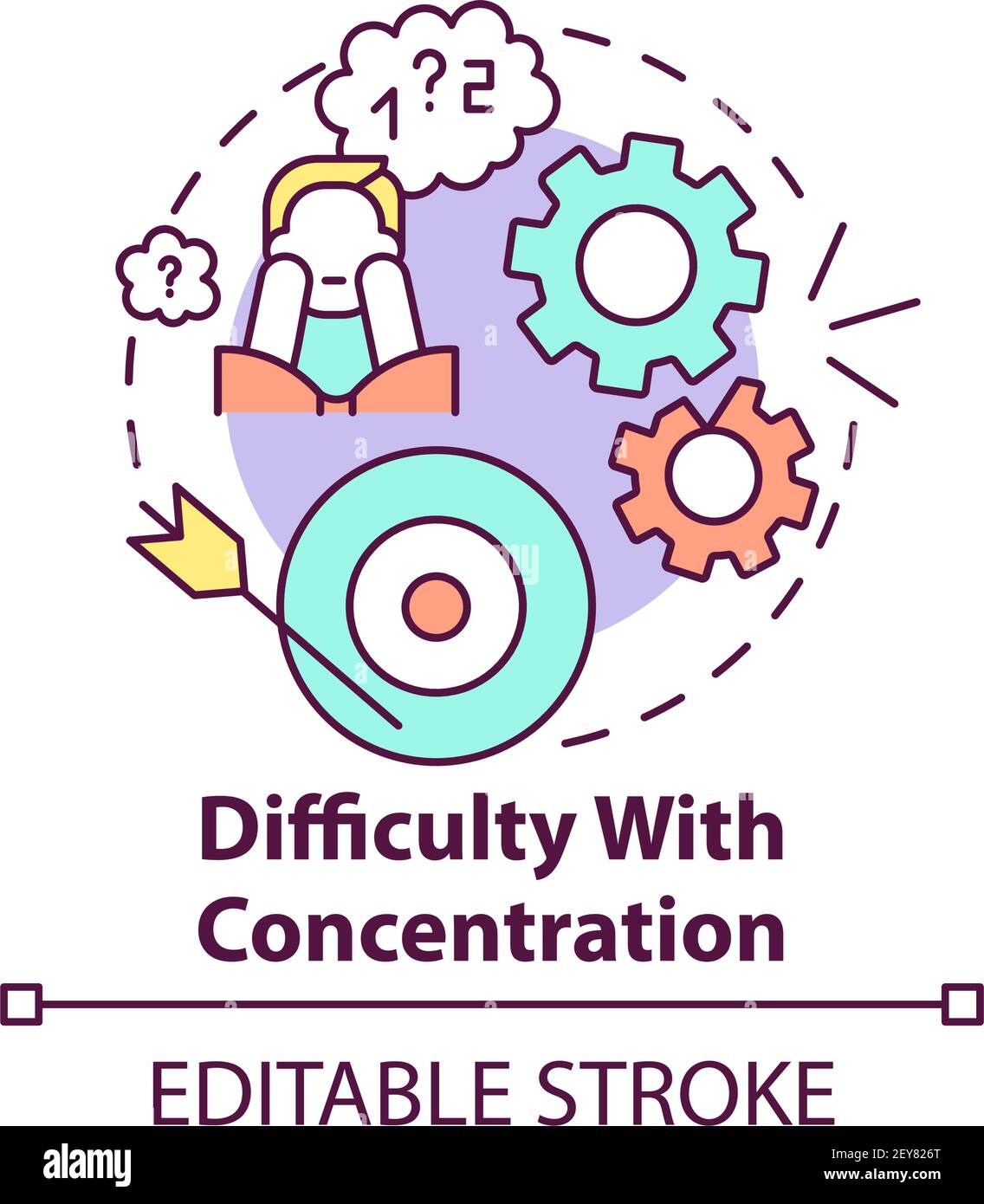 Difficulty with concentration concept icon stock vector image art alamy