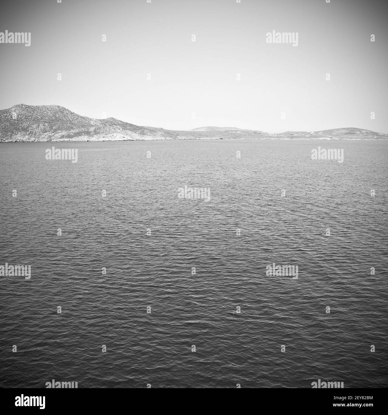 Greece from the boat  islands in mediterranean sea and sky Stock Photo