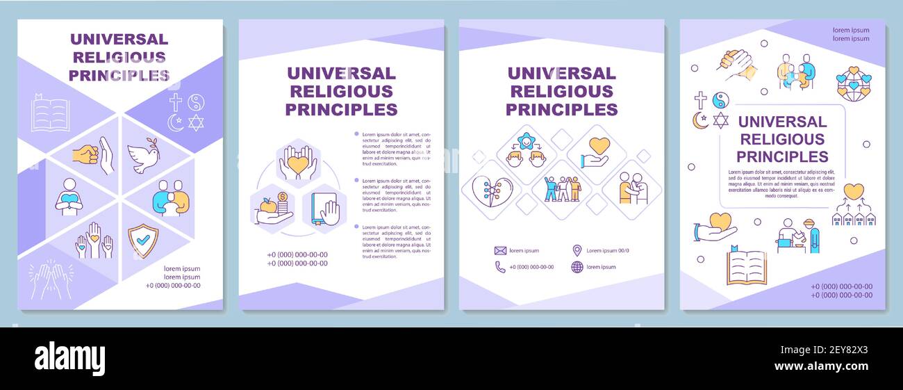 Universal religious principles brochure template Stock Vector