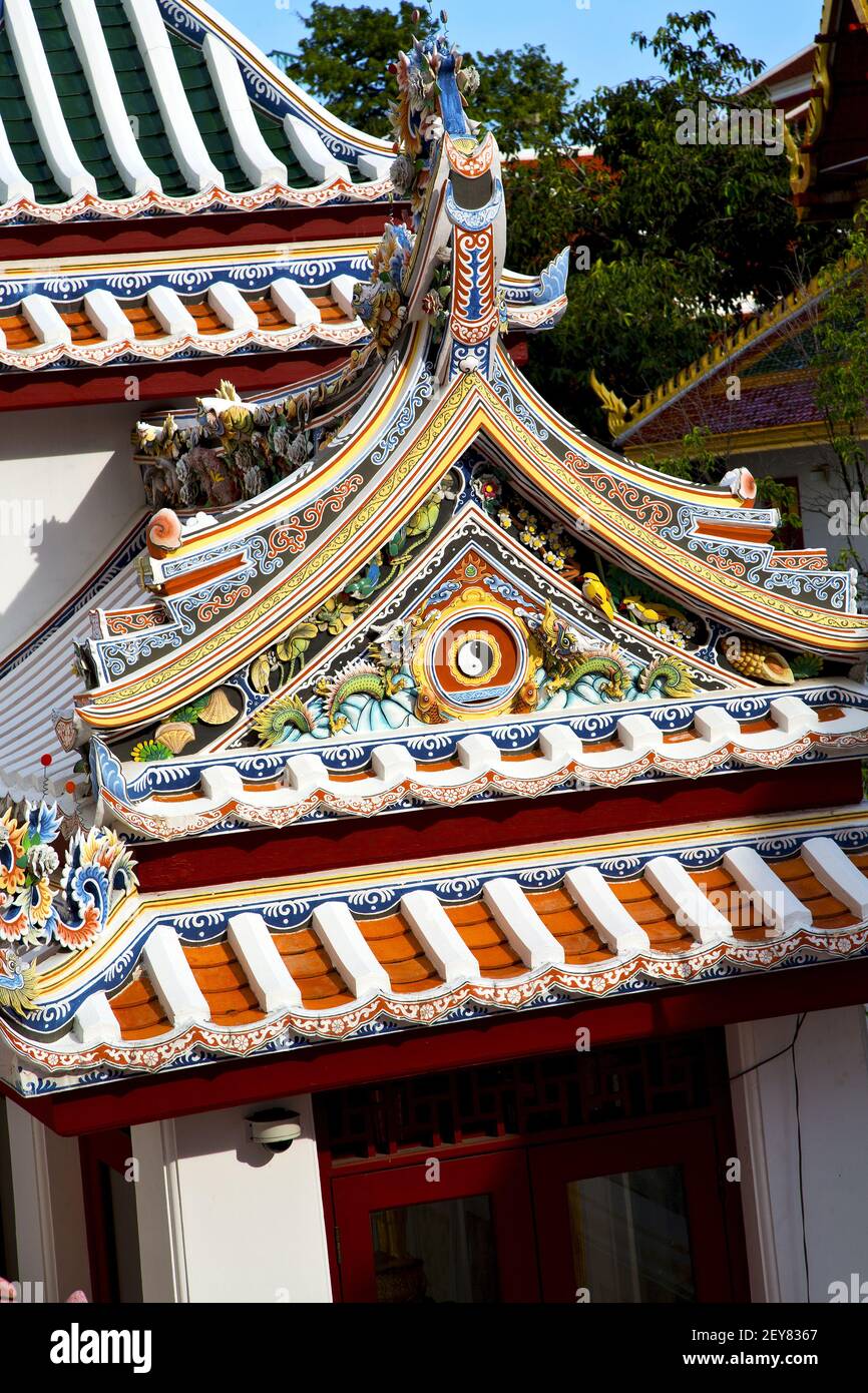 Asia thailand in bangkok sunny temple abstract cross colors plant Stock ...