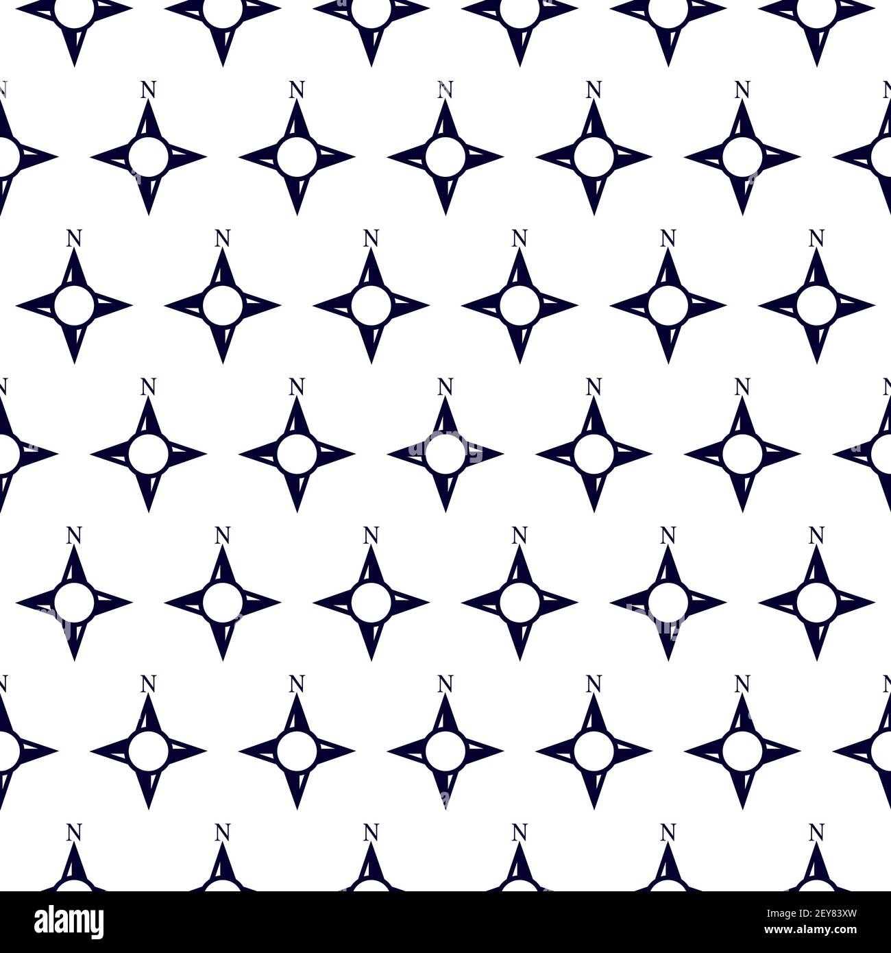 Black and white vintage compass seamless pattern Stock Vector