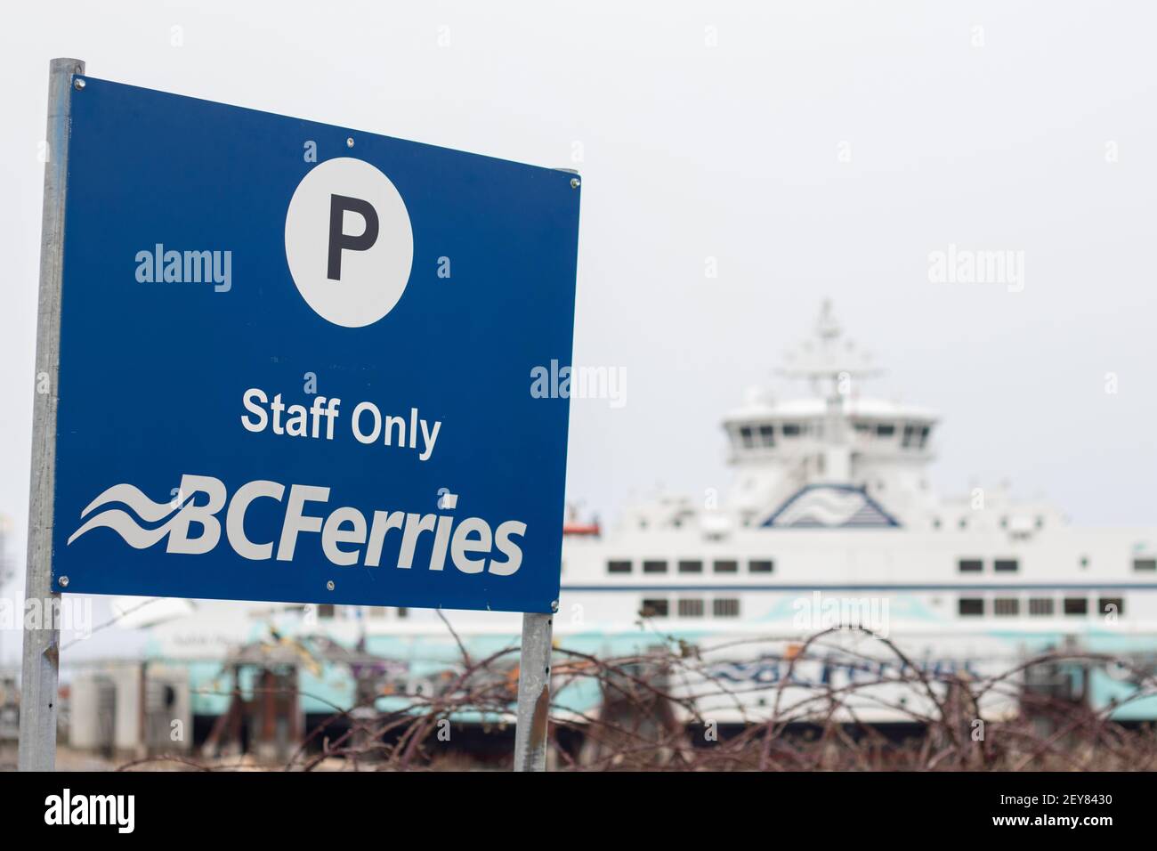Comox, Canada February 27,2021 View of Sign Staff only on a Parking