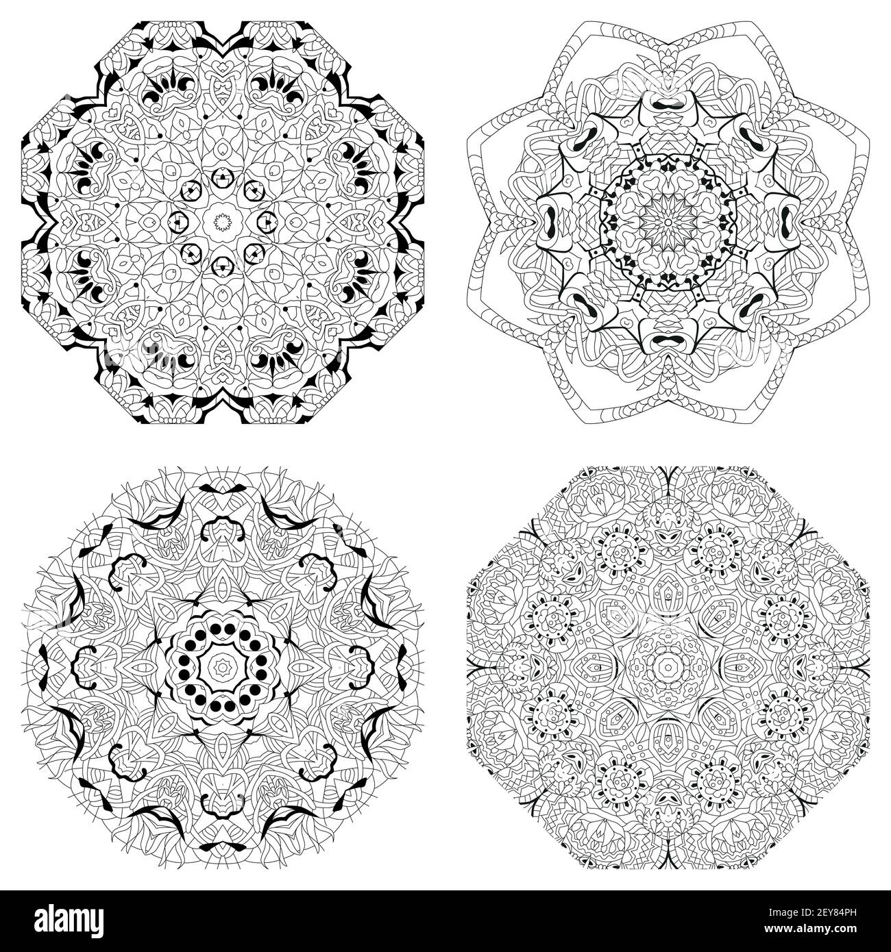 Boho doodle pattern for coloring book for adults. Coloring page