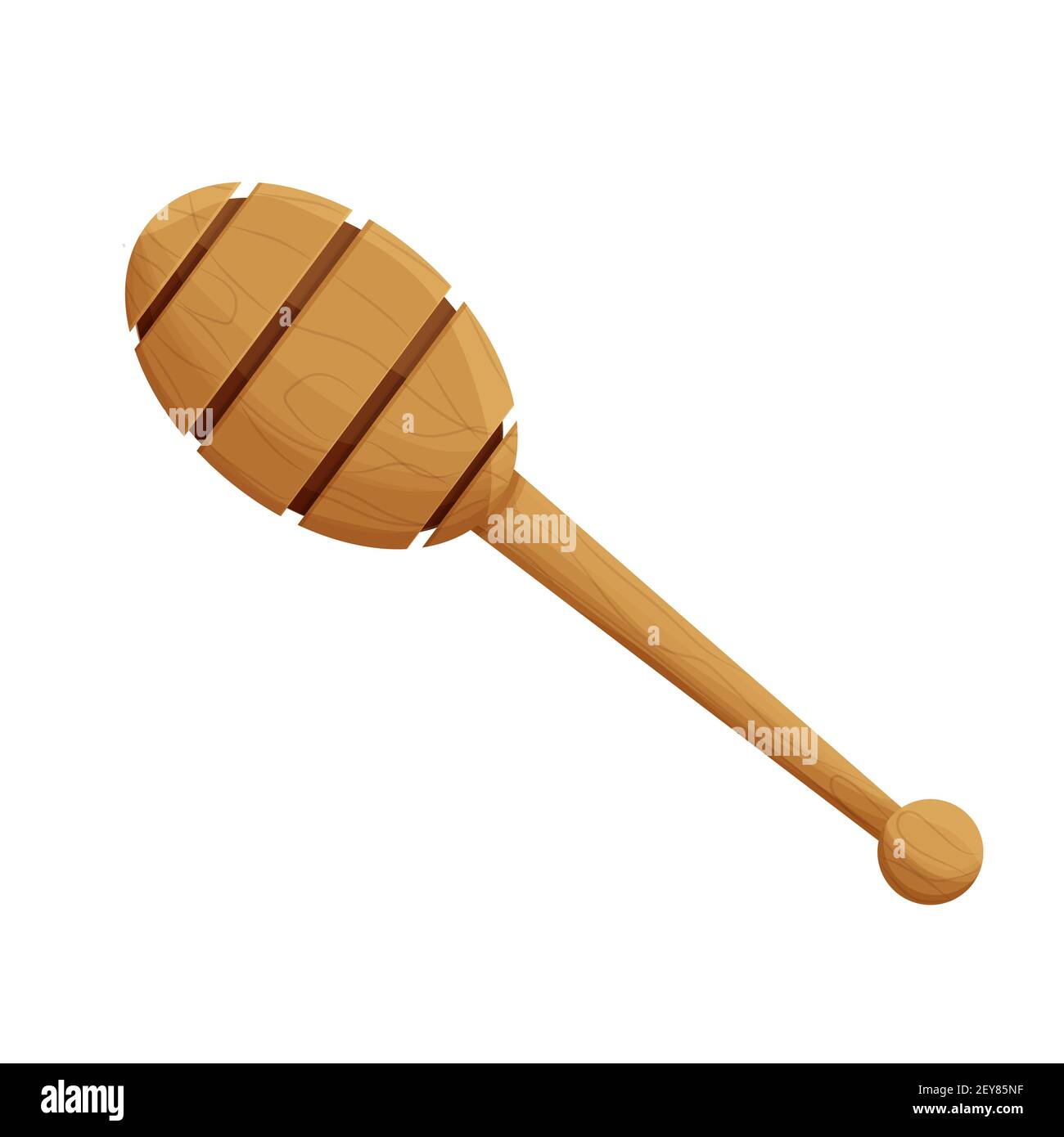 Wooden honey dipper in cartoon style isolated on white background. Stick  with round part, household item m utensil. Equipment for dessert,  nutrition. Traditional tool. . Vector illustration Stock Vector Image & Art  -