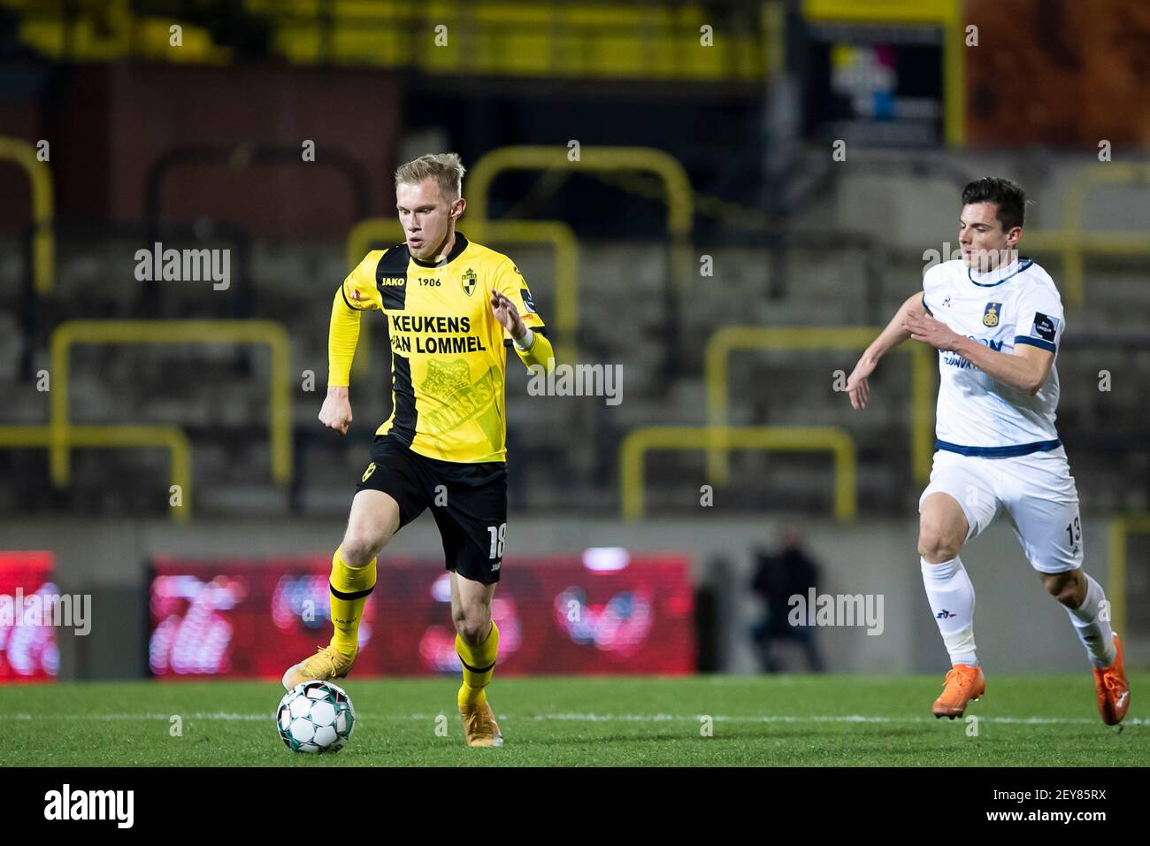 Lierse's Jellert Van Landschoot pictured in action during a soccer match between Lierse Kempenzonen and Union Saint-Gilloise, Friday 05 March 2021 in Stock Photo