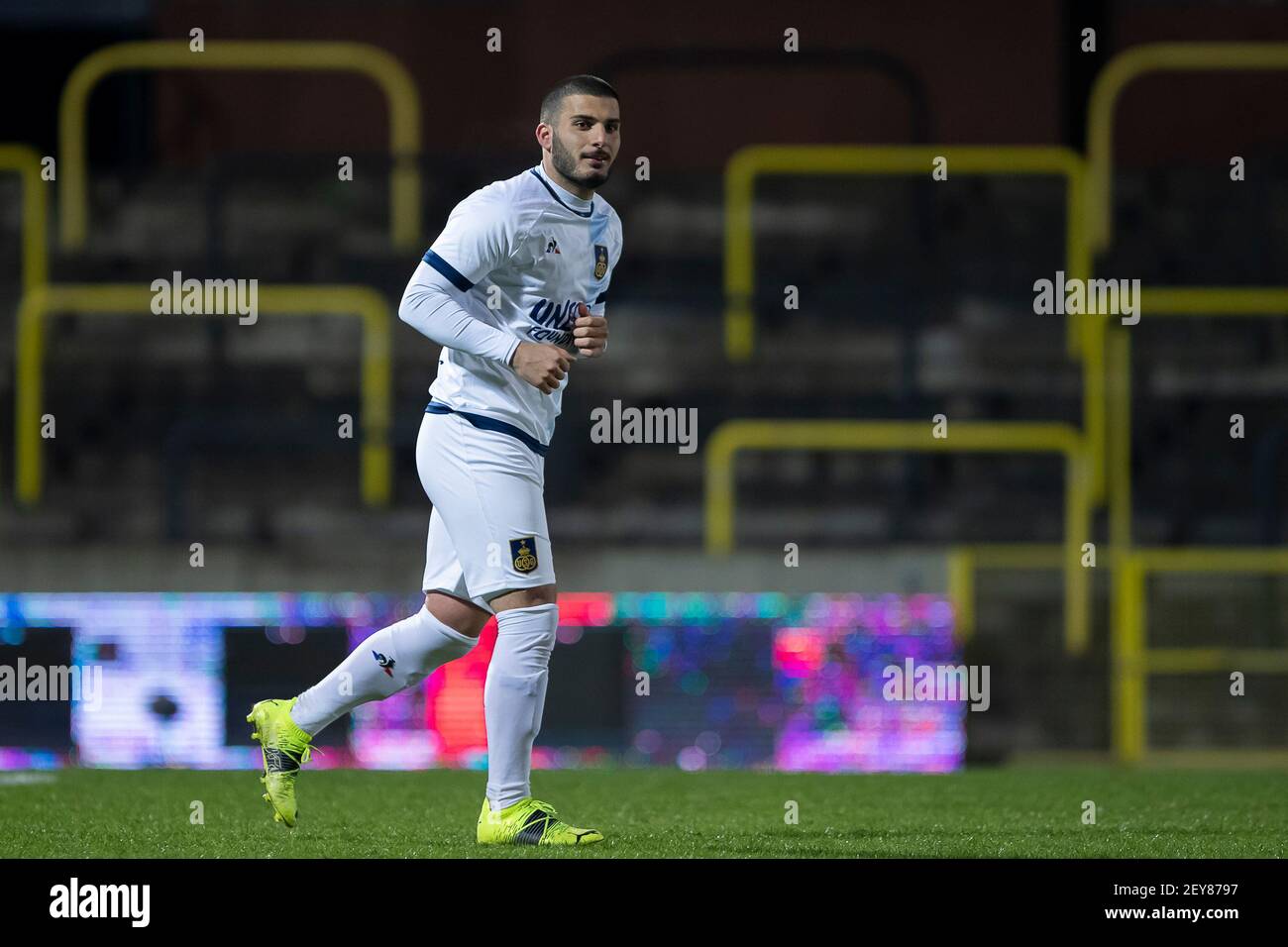 Union's Deniz Undav pictured after scoring during a soccer match between Lierse Kempenzonen and Union Saint-Gilloise, Friday 05 March 2021 in Lier, on Stock Photo