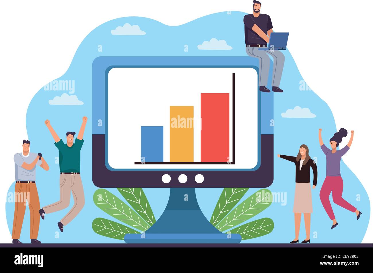 businesspeople and desktop Stock Vector