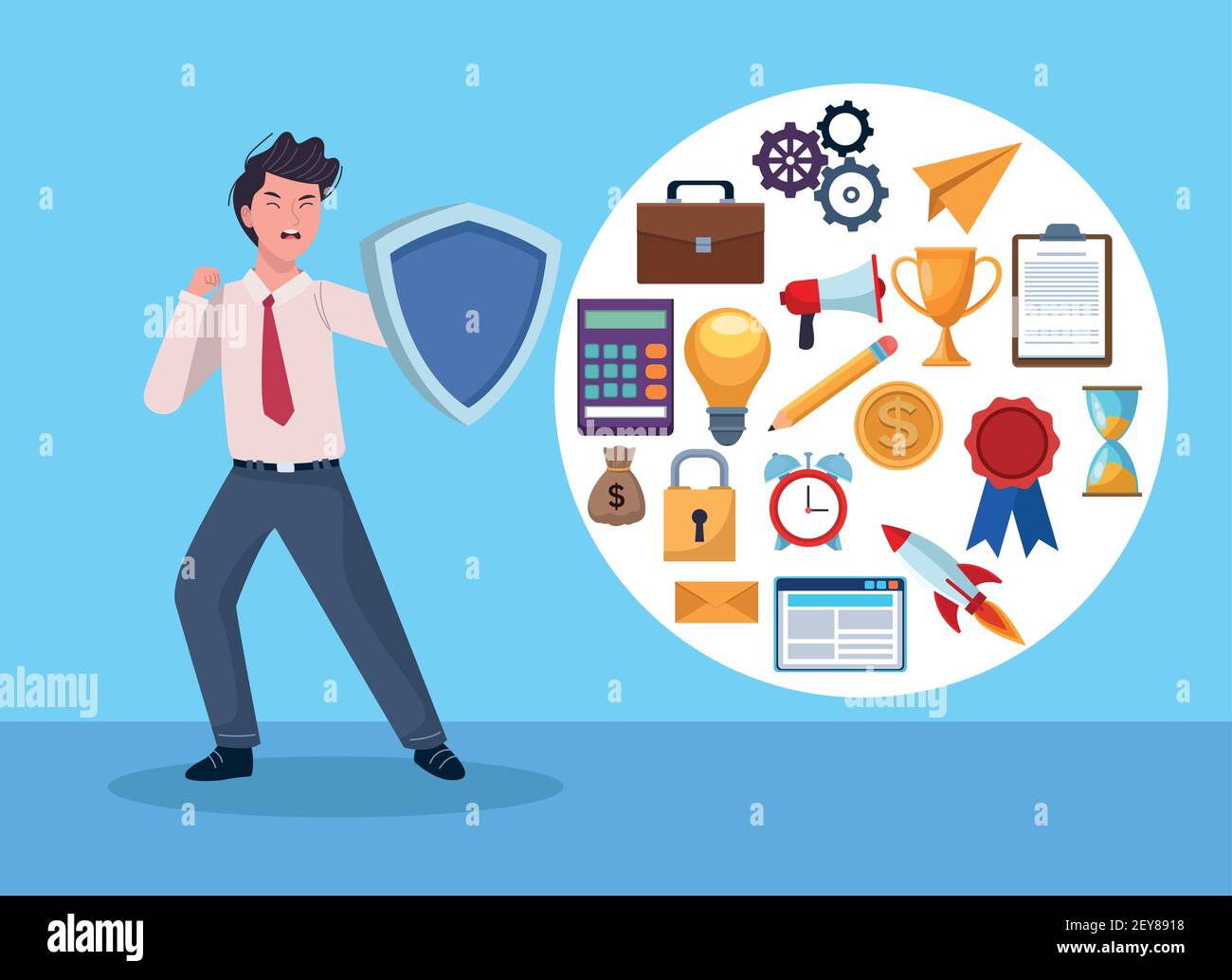 Information Overload Meaning Business Man Biz Stock Illustration