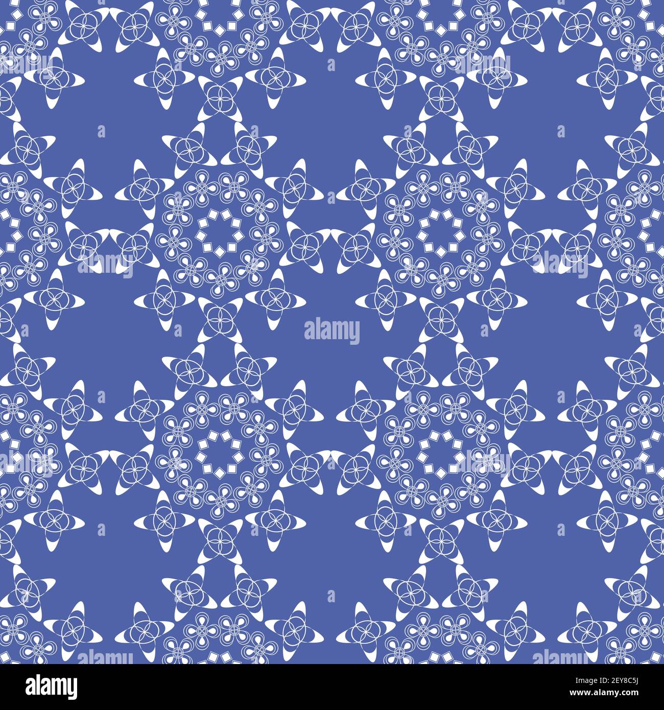 Abstract vector oriental seamless pattern. Ornamental blue and white background Stock Vector