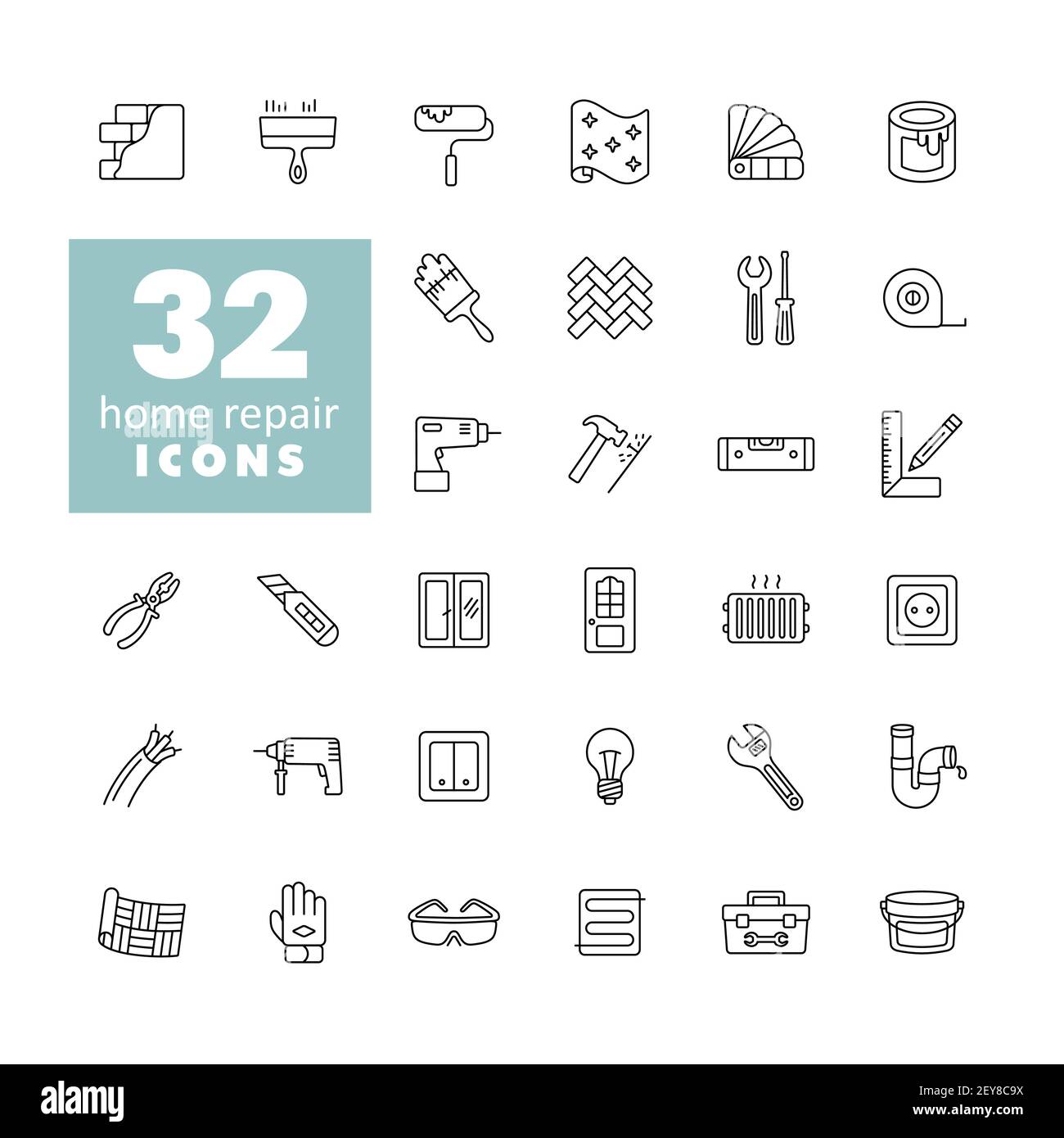 Set of building construction and home repair icons. Vector design and ...