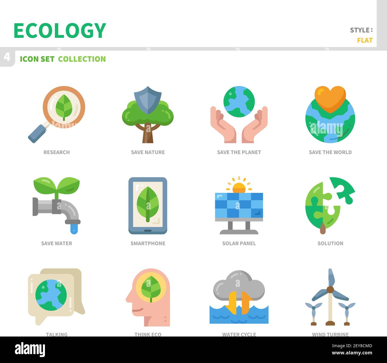 ecology and environment icon set,flat style,vector and illustration ...