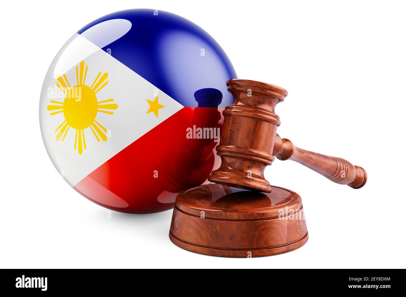 Philippines law and justice concept. Wooden gavel with flag of