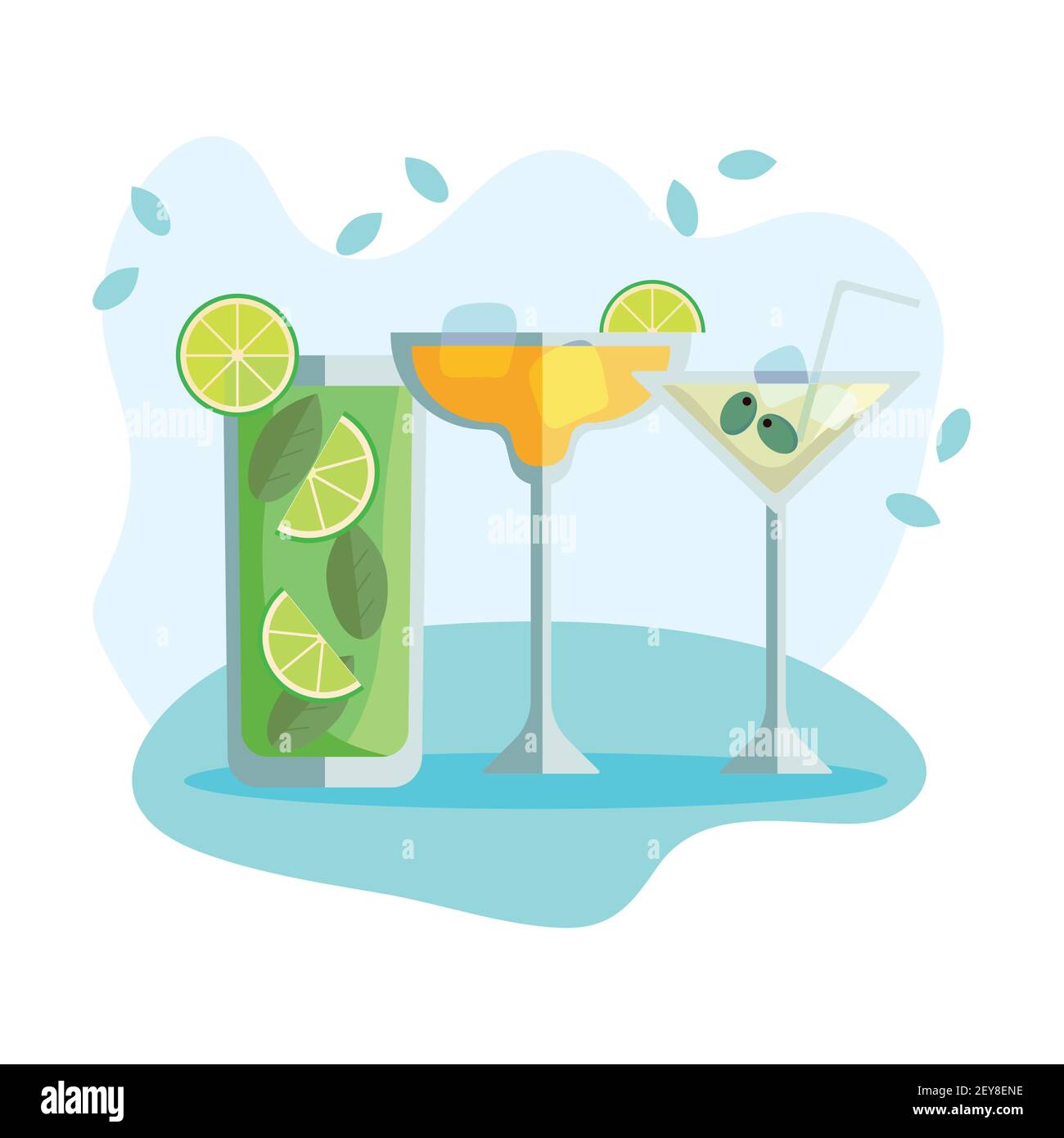 three cocktails drinks Stock Vector