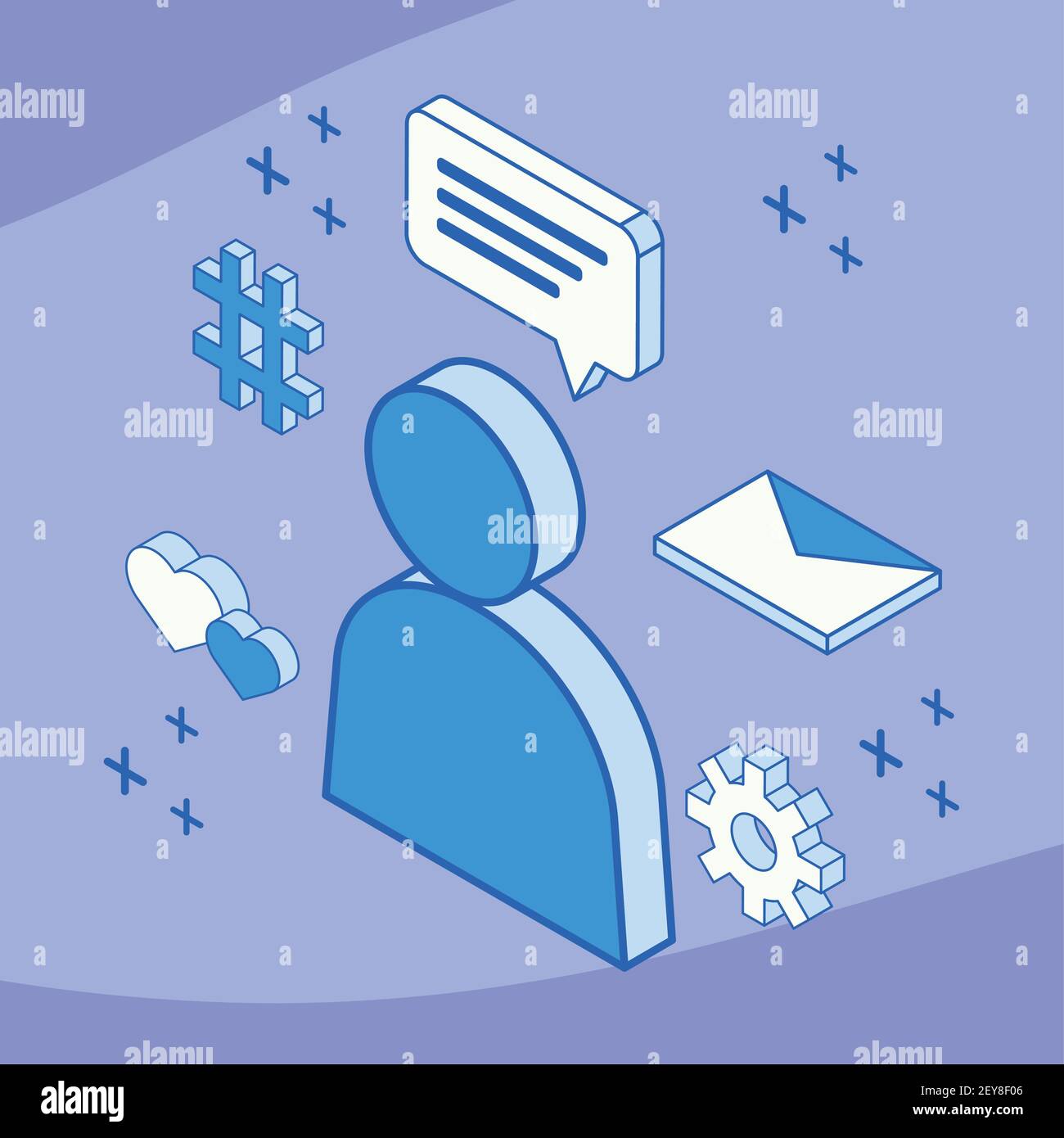 six isometric icons Stock Vector