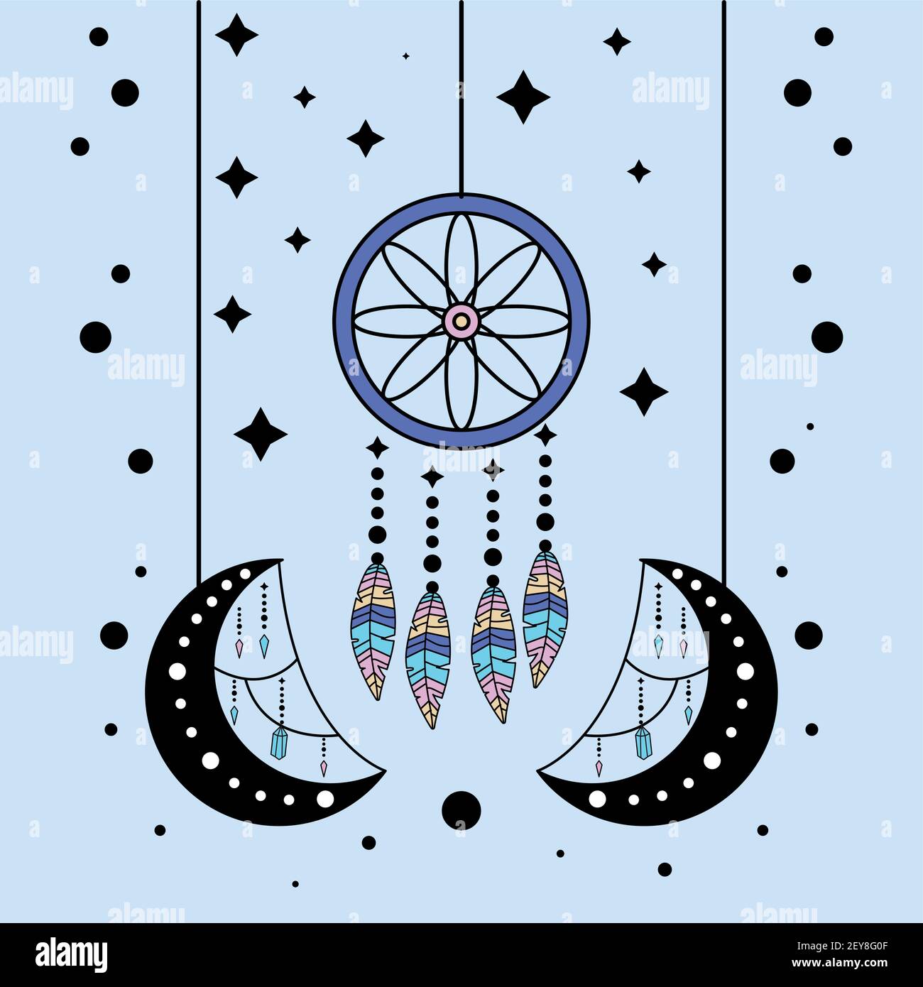 dream catchers hanging Stock Vector