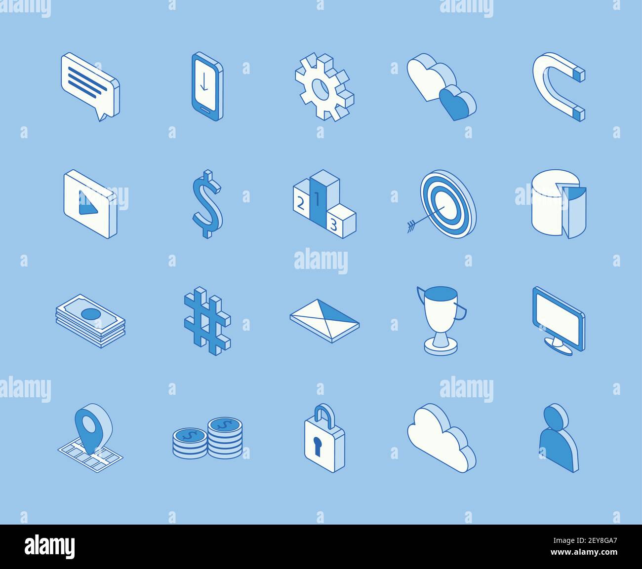 twenty isometric icons Stock Vector