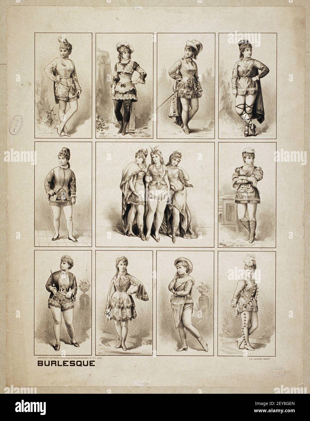 Burlesque style, drawing / illustration, black and white Stock Photo