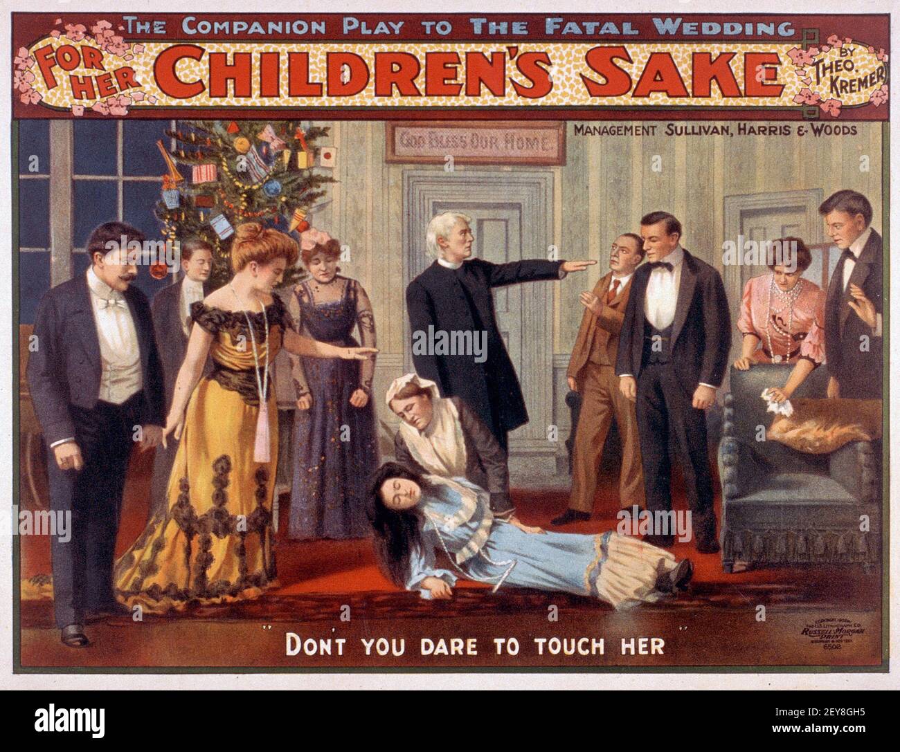 For Her Children's Sake by Theo Kremer. Theathre poster, antique and old style Stock Photo