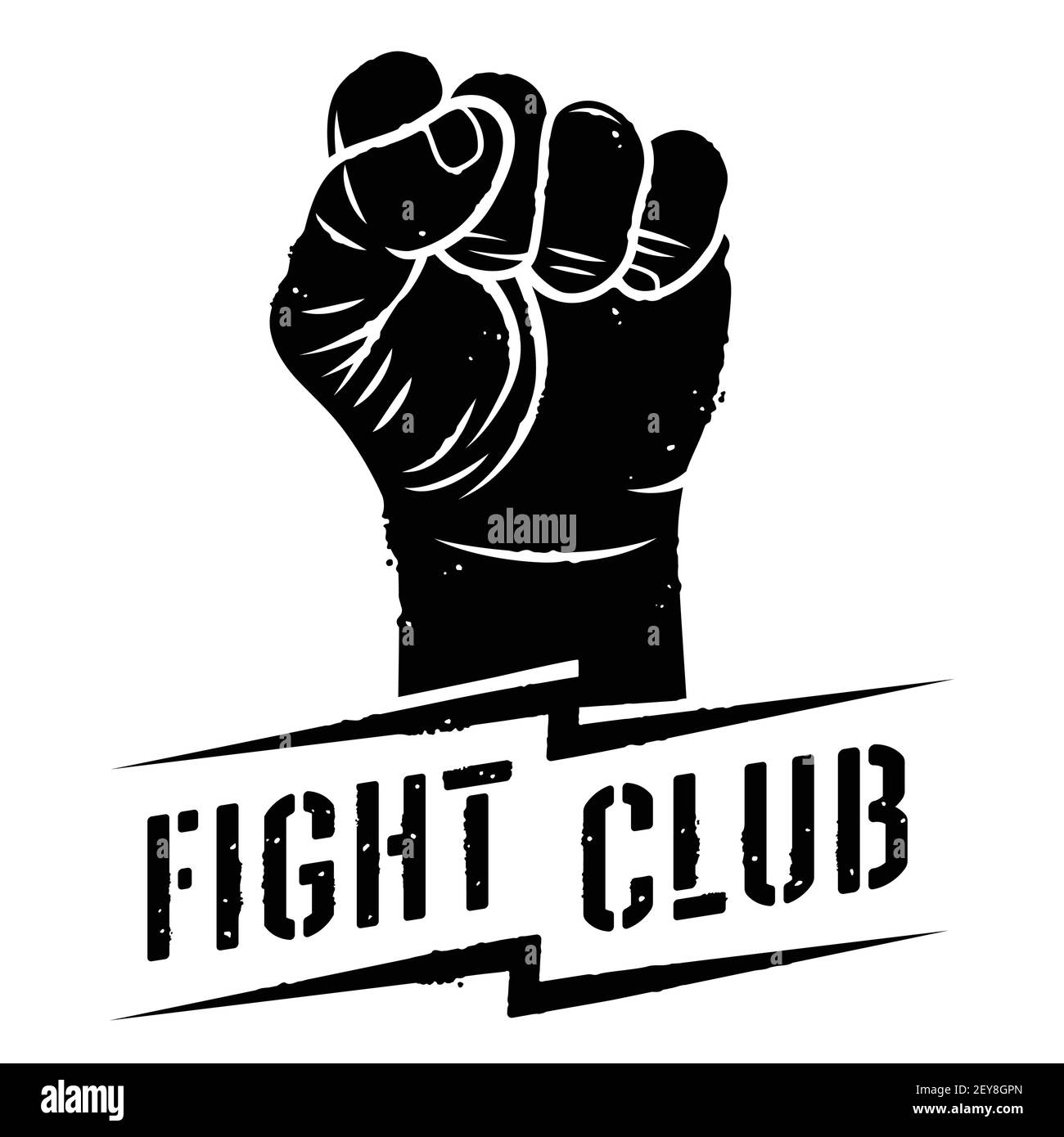 Fight club logo with fist vector illustration Stock Vector