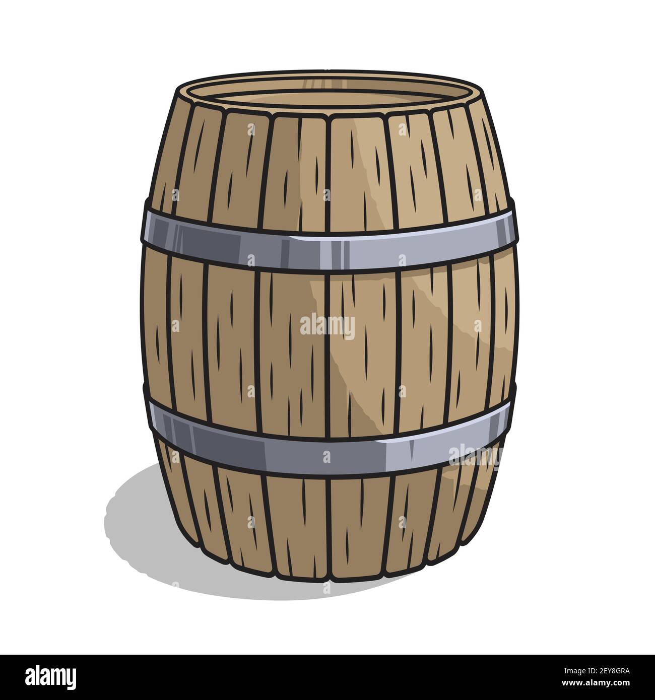 Hand drawn vector illustration of wooden barrel Stock Vector