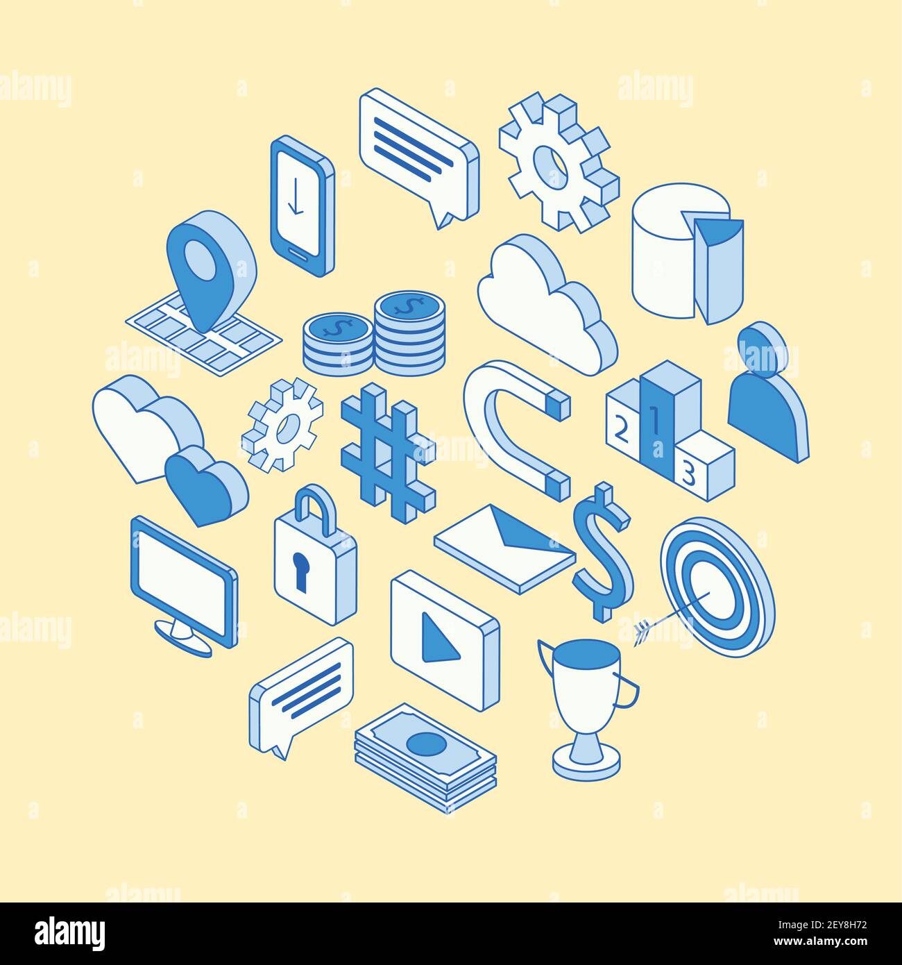 media icons around Stock Vector