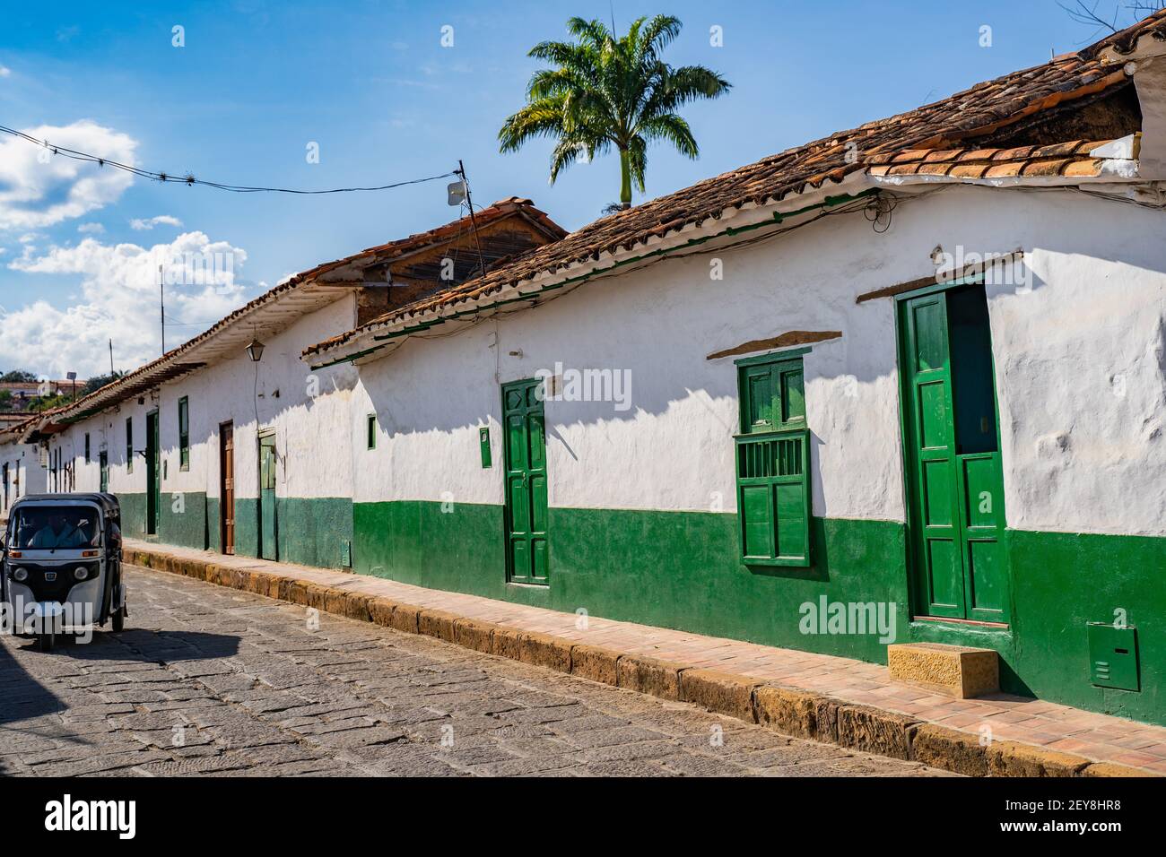 Beautiful street, Barichara, Santander, Colombia Stock Photo