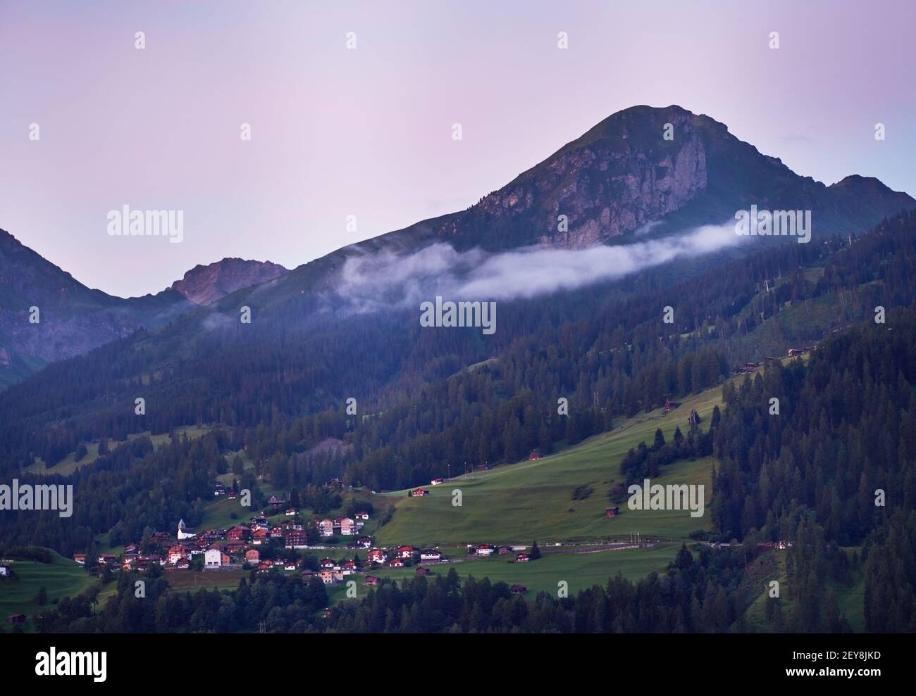 Panoramic view of beautiful landscape in the Swiss Alps Stock Photo