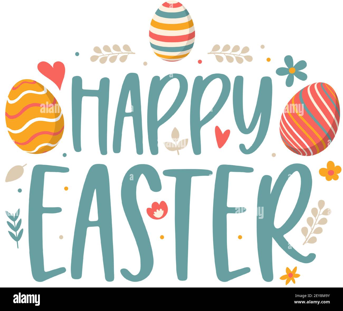 Happy Easter colorful lettering. Happy Easter, vector symbols, logo