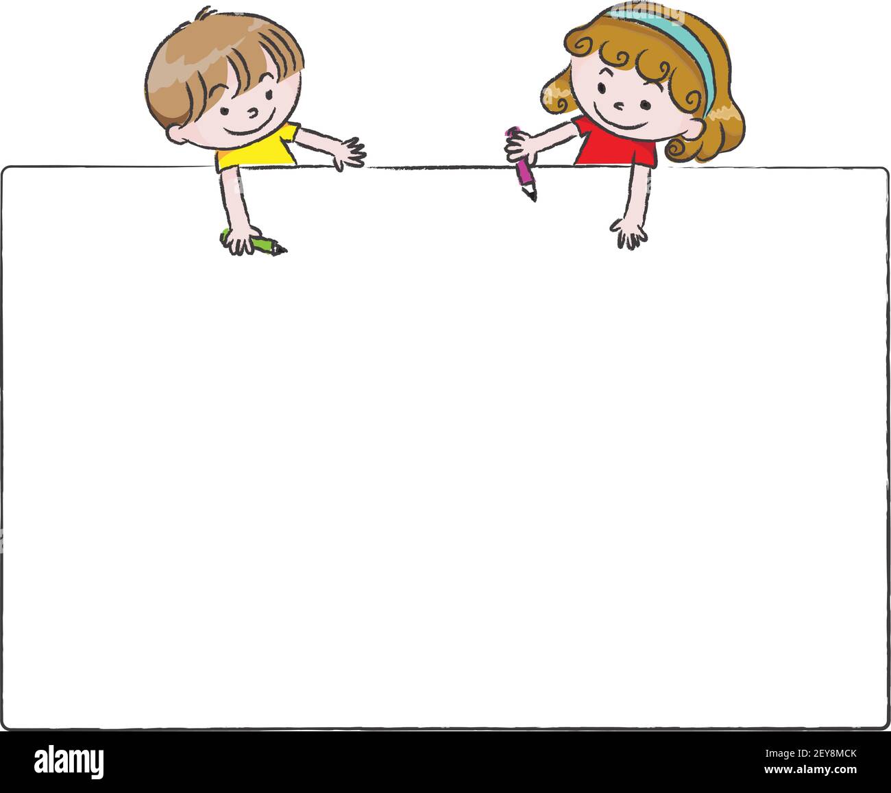 vector cartoon children hold blank card border frame background Stock  Vector Image & Art - Alamy