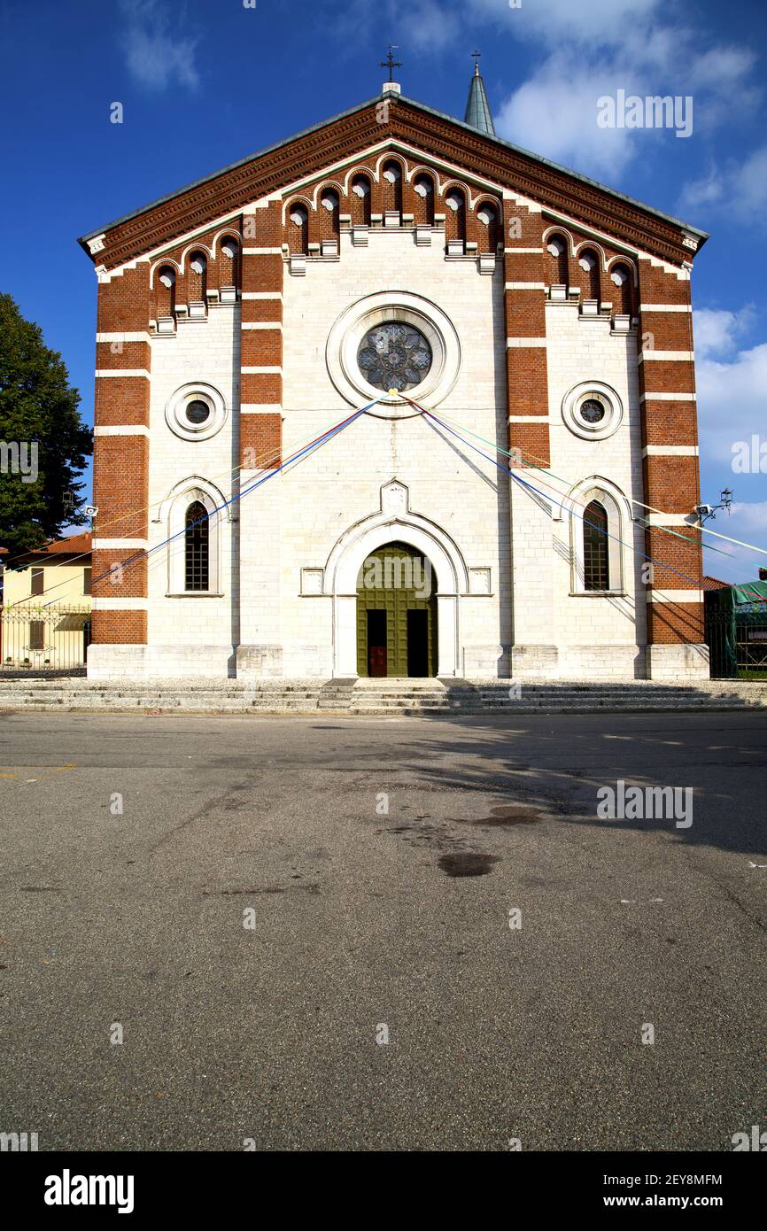 Church  in  the varano borghi  old   closed  tower sidewalk italy  lombardy Stock Photo