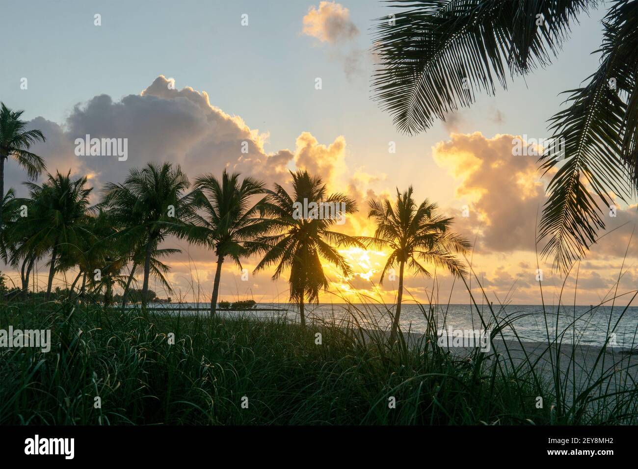 Sunrise at Smathers Beach in Key West, February 2021. Stock Photo