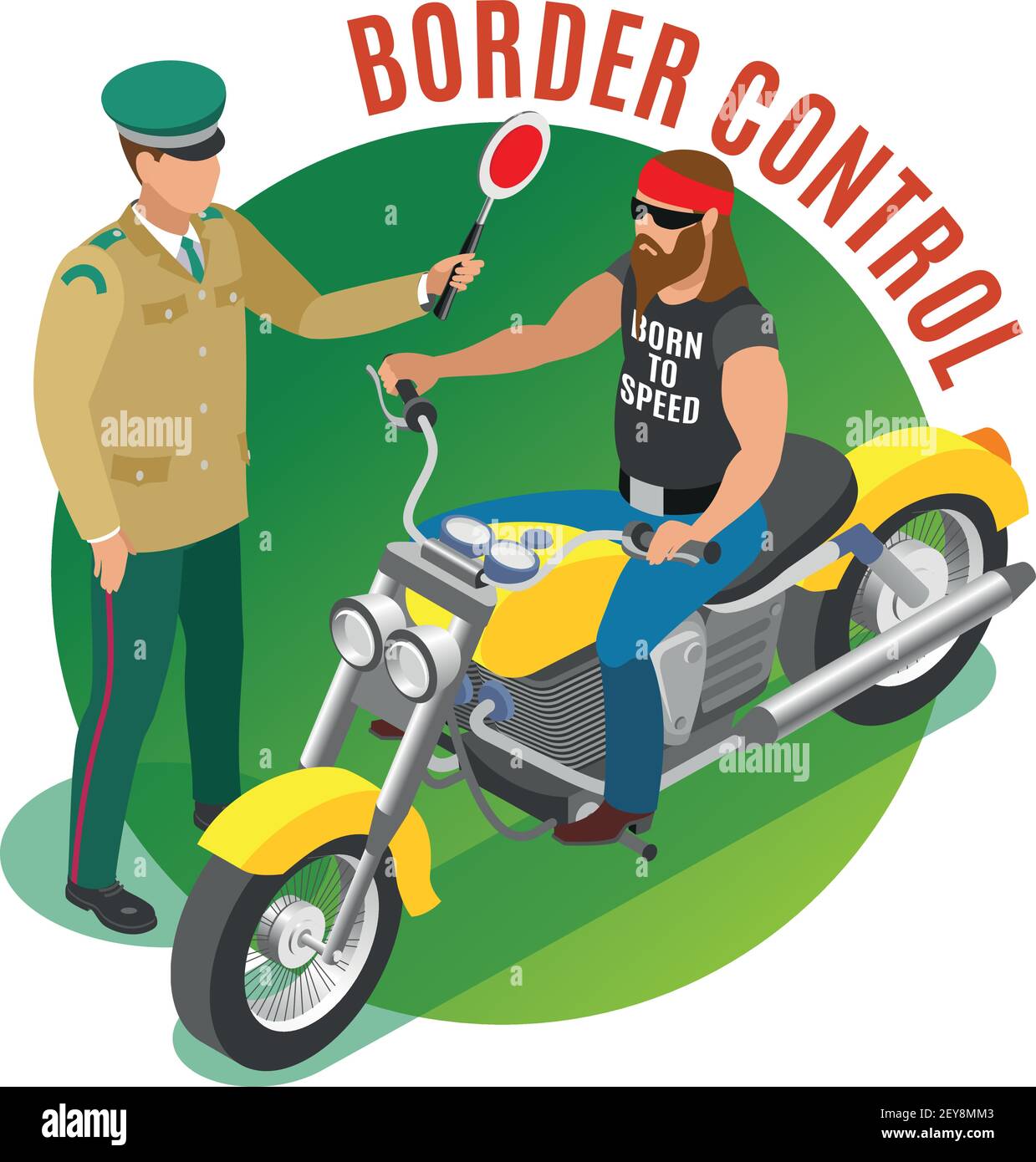 Border control isometric round composition with frontier guard during ...