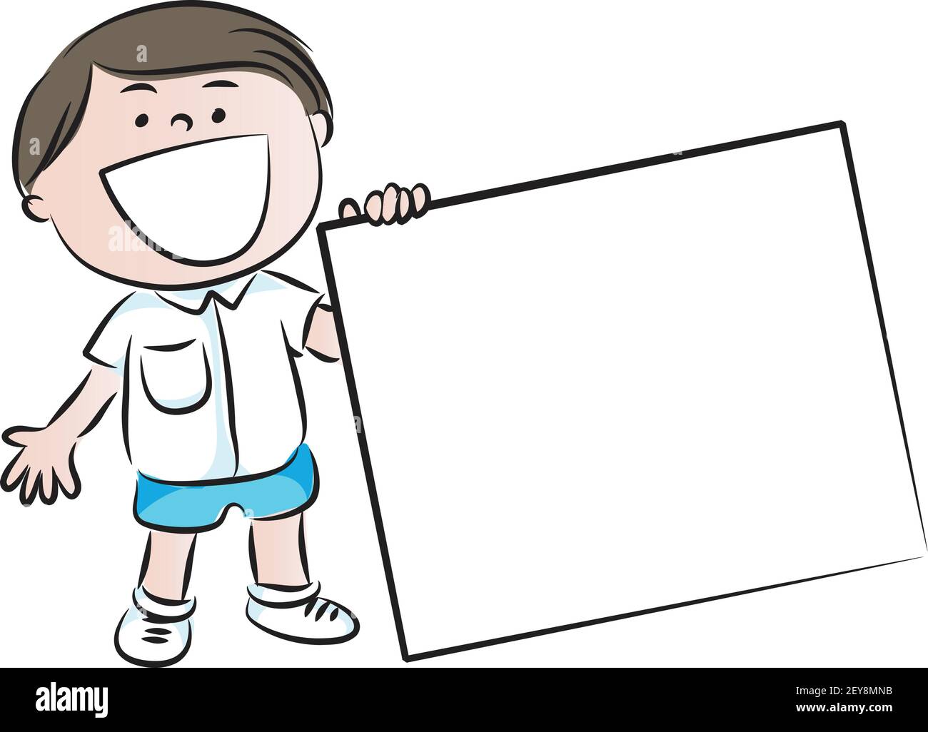 vector cartoon school boy hold blank card border frame background Stock  Vector Image & Art - Alamy