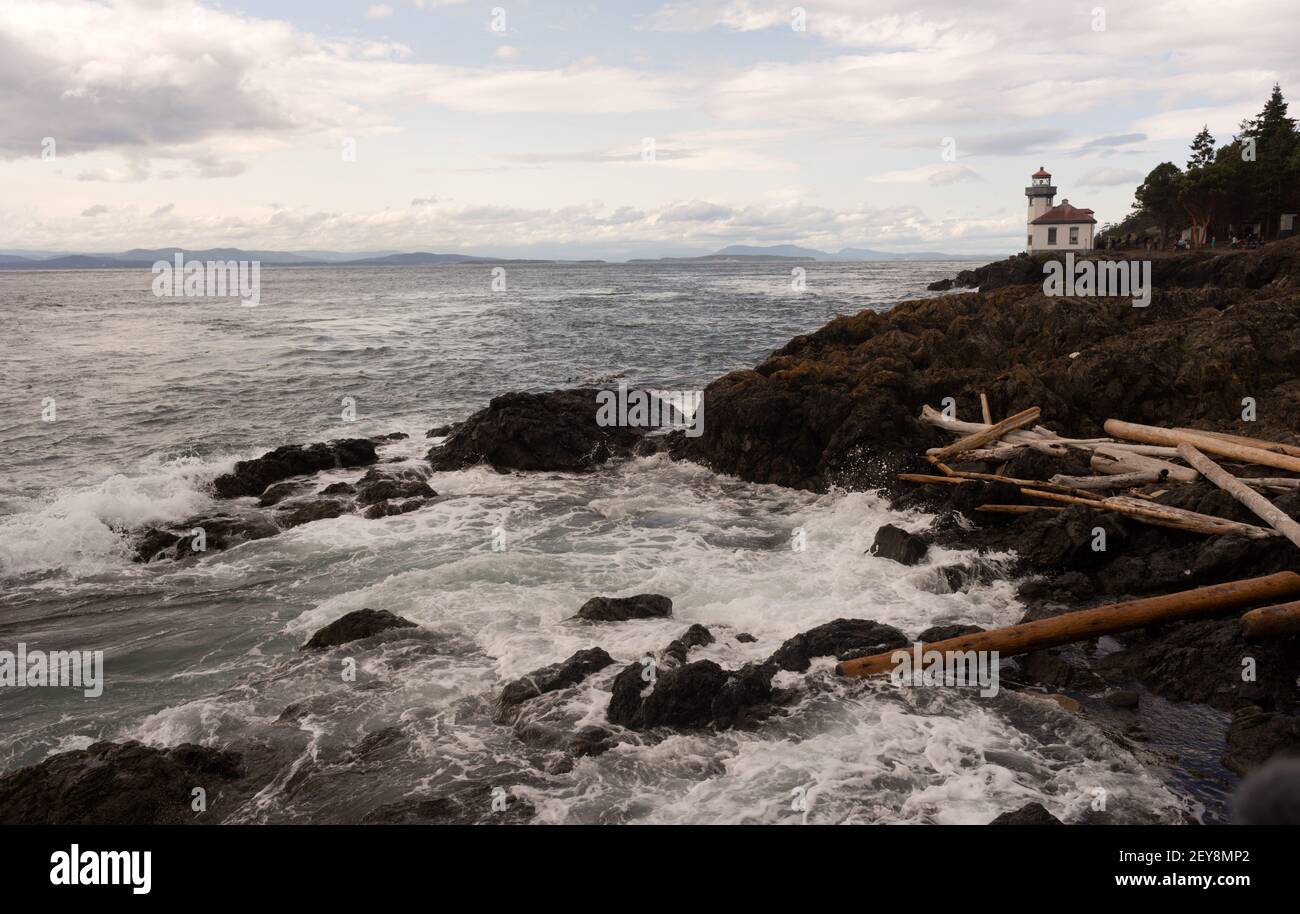 Lime Kiln Lighthouse Haro Strait Maritime Nautical Beacon Stock Photo