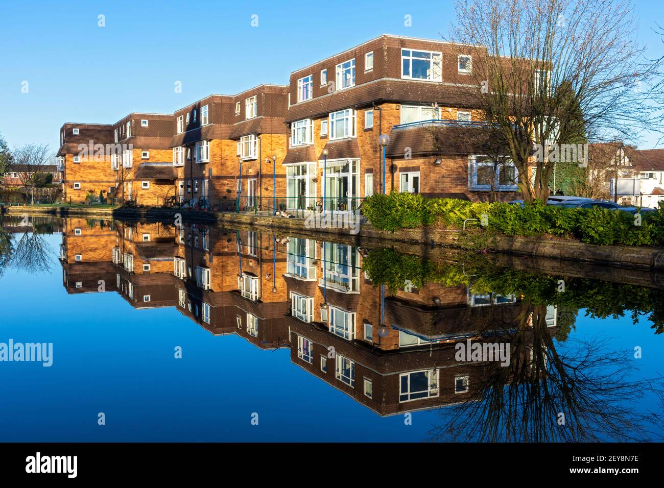 Stanmore House, sheltered housing reflected in the Ashton Canal