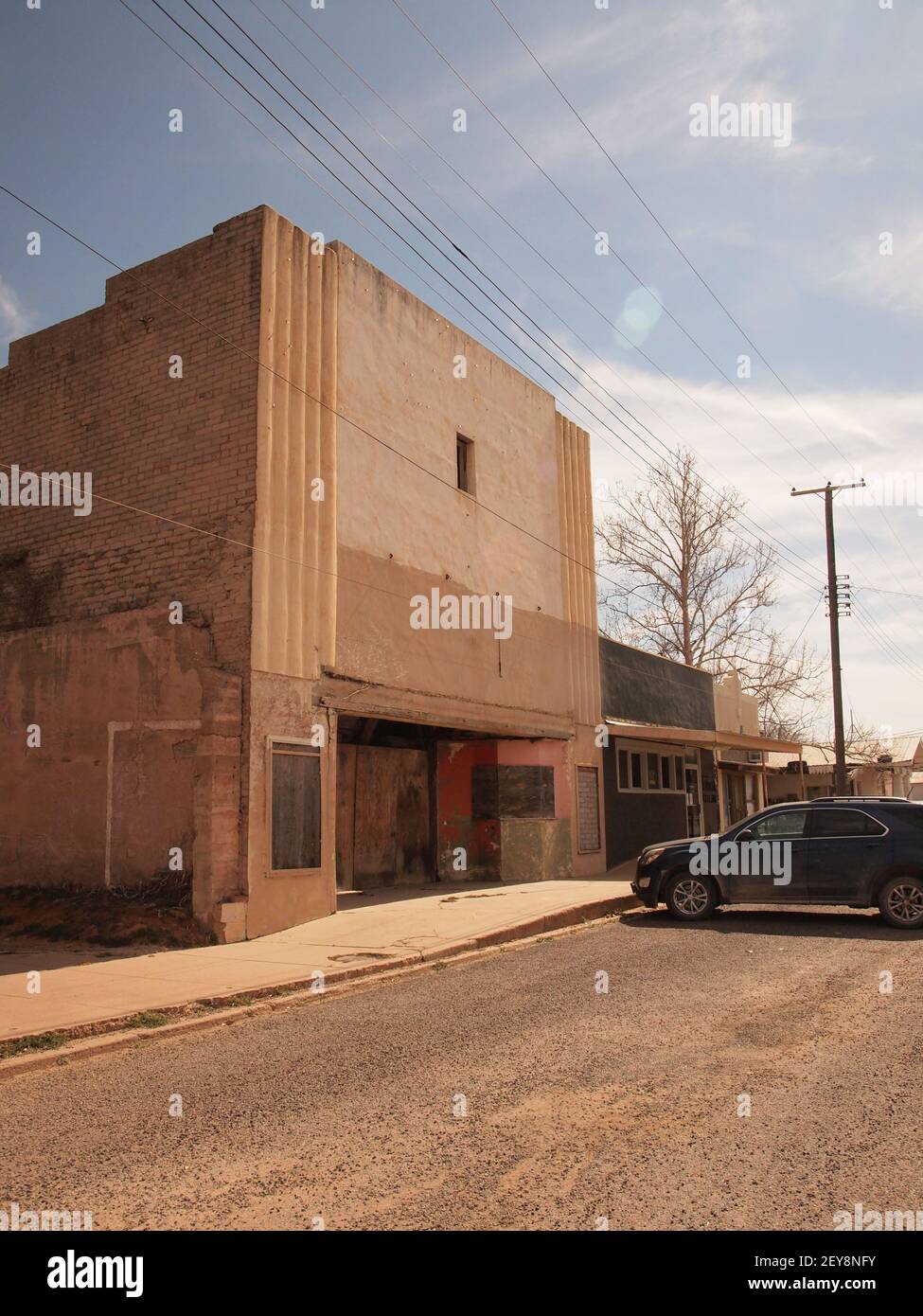 Lorraine, Texas, a nearly deserted West Texas town of 573 population is located near Interstate 20 and was once a thriving town along a railroad. Stock Photo