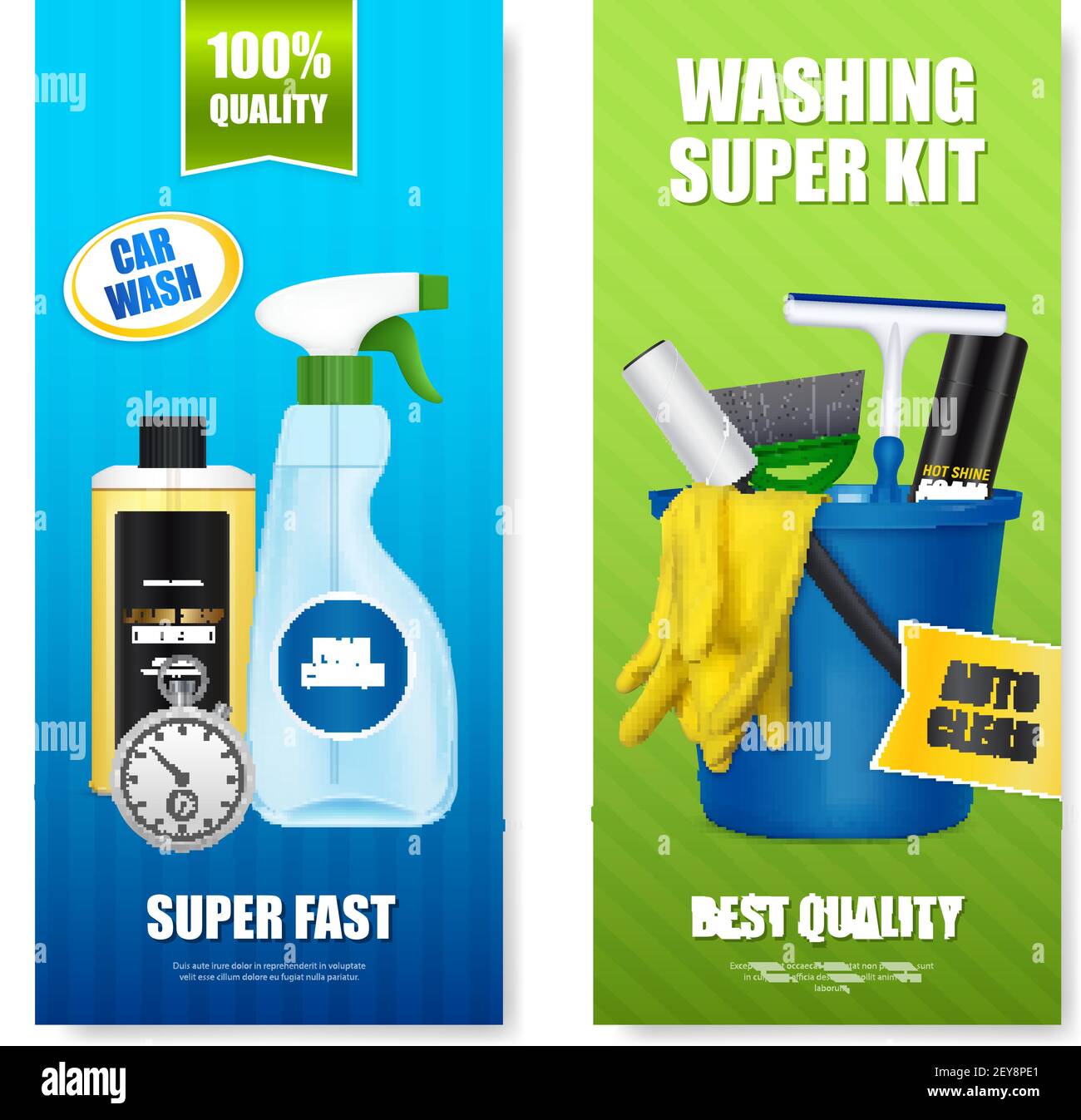 Car wash auto selfcleaning foam shampoo bucket squeegee kit 2 vertical