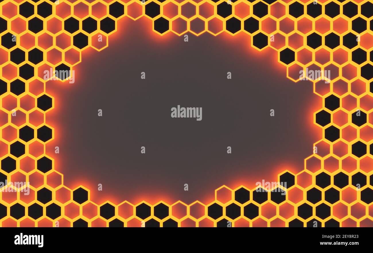 abstract background of luminous beehive with empty center to put text ...